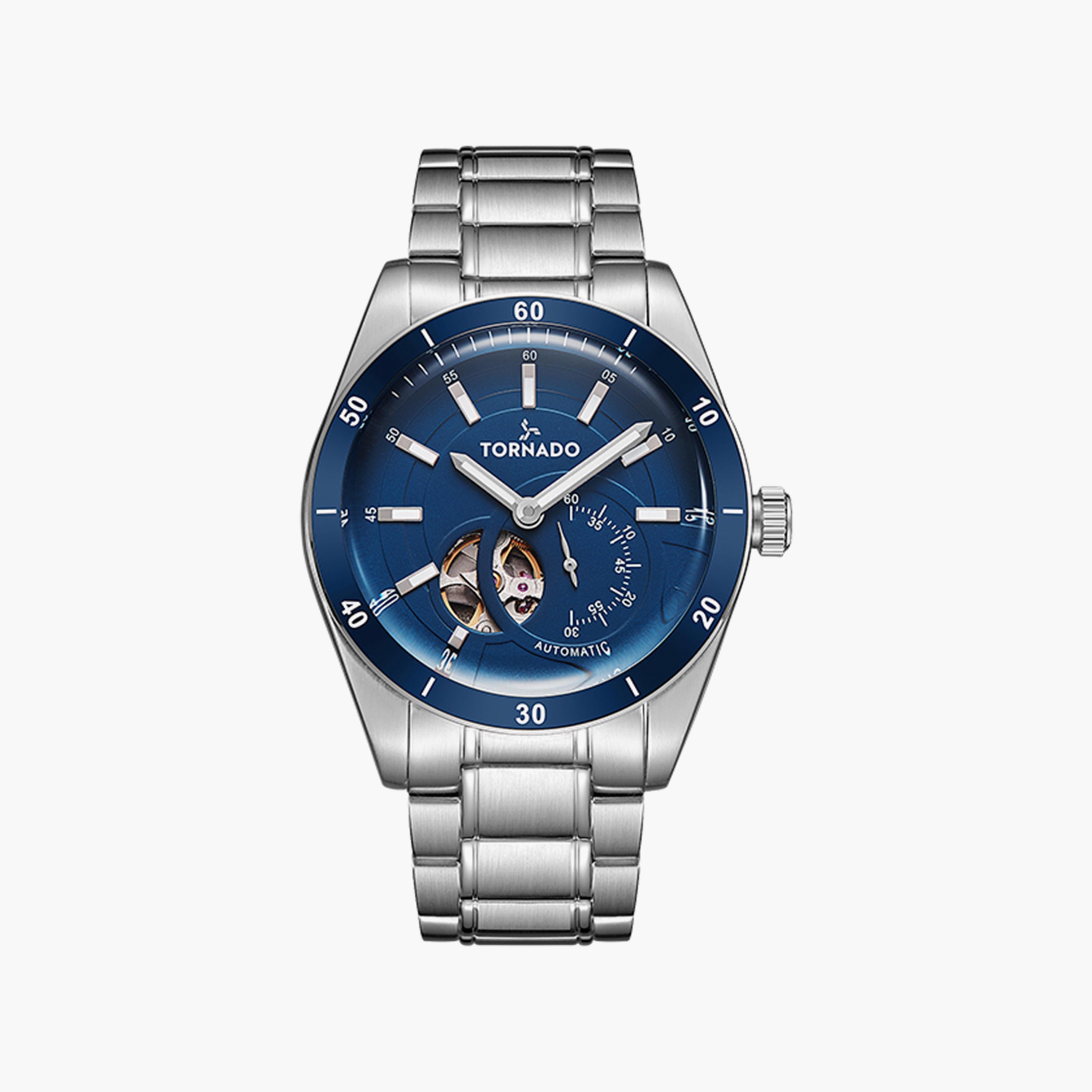 Tornado Men's Silver Automatic Stainless Steel Strap Watch | T23302-SBSN-men-watchesandjewellery-watches-image-1