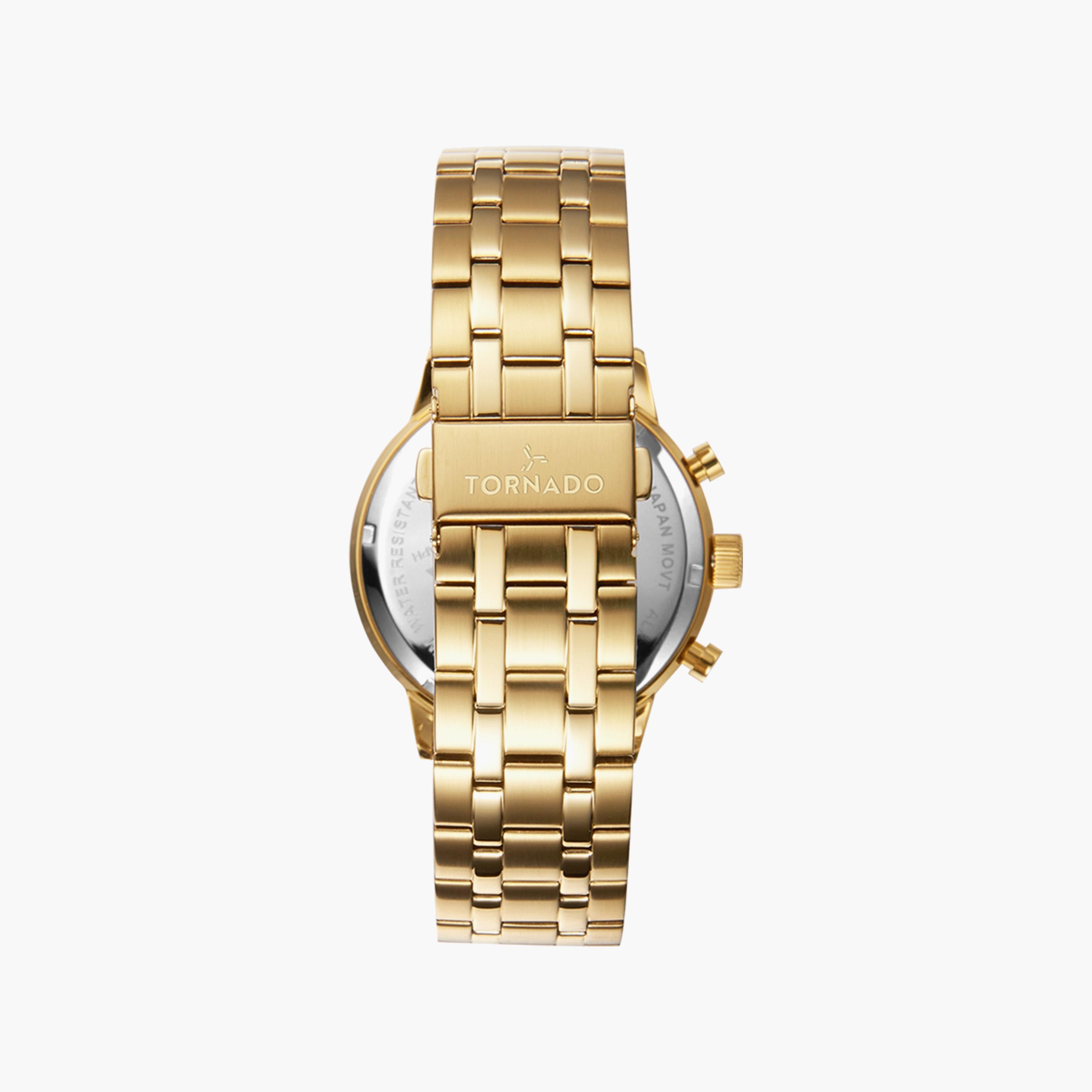 ساعة تورنادو للرجال كرونوغراف ذهبي وبسوار ستانلس ستيل | T6102-GBGH-men-watchesandjewellery-watches-image-3