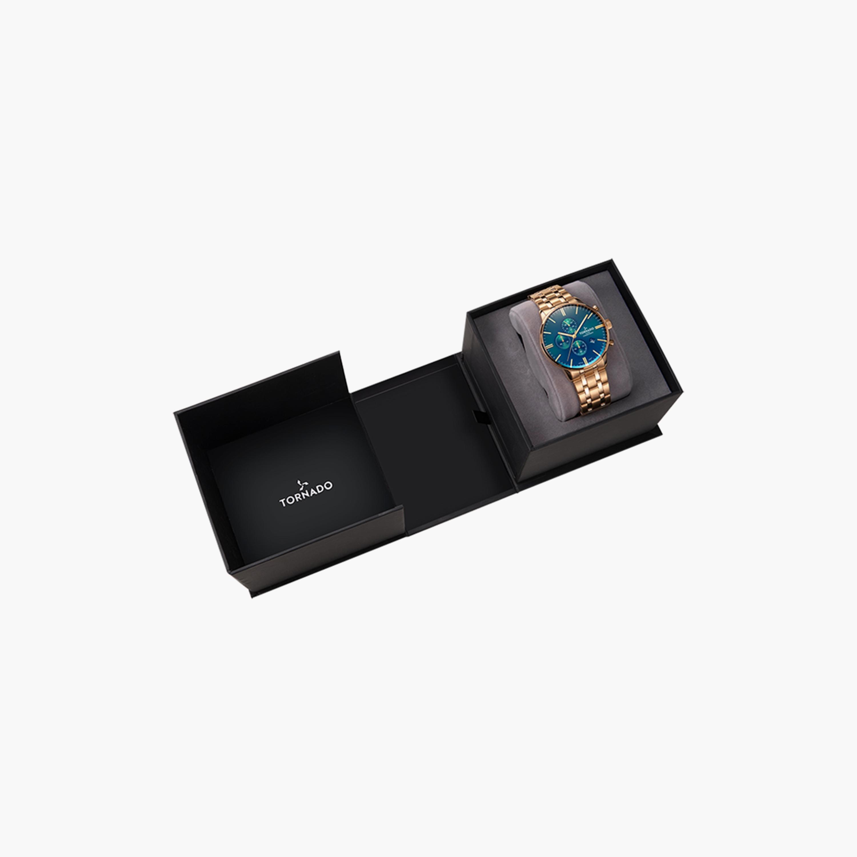 ساعة تورنادو للرجال كرونوغراف ذهبي وبسوار ستانلس ستيل | T6102-GBGH-men-watchesandjewellery-watches-image-4