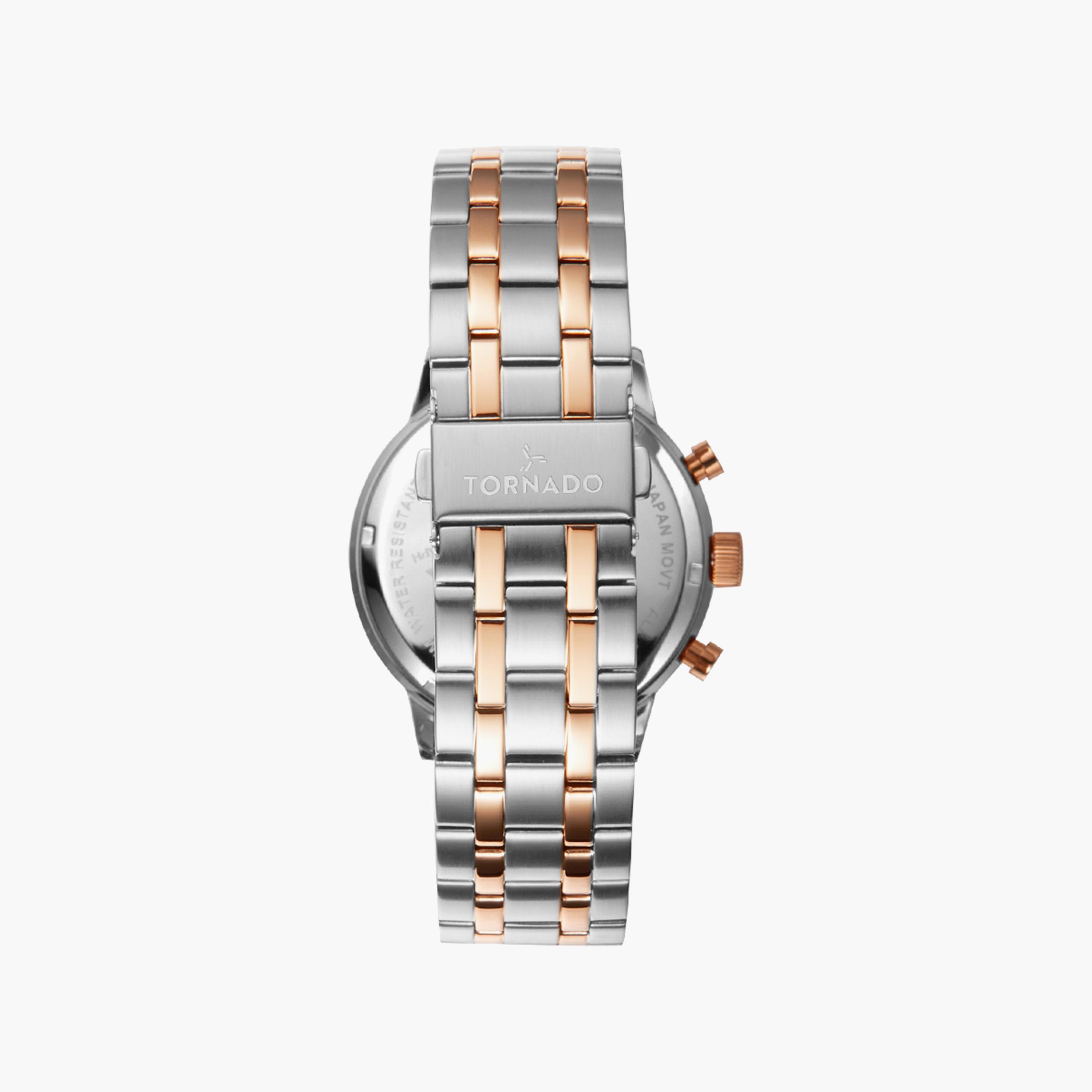 Tornado Men's Silver & Rose Gold Chronograph Stainless Steel Strap Watch | T6102-KBKSK-men-watchesandjewellery-watches-image-3