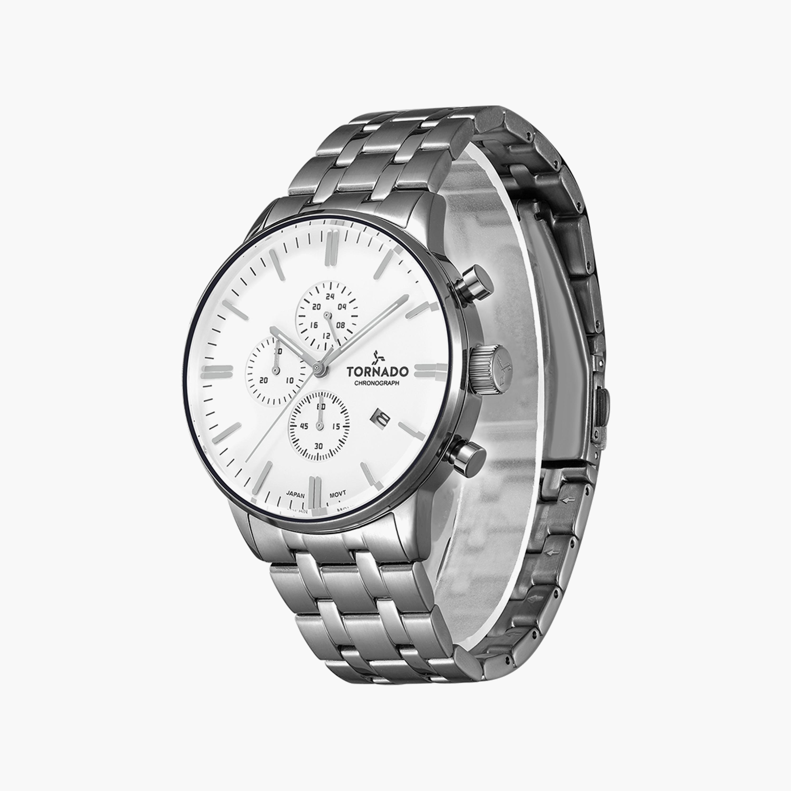 ساعة تورنادو للرجال كرونوغراف فضي وبسوار ستانلس ستيل | T6102-SBSS-men-watchesandjewellery-watches-image-2