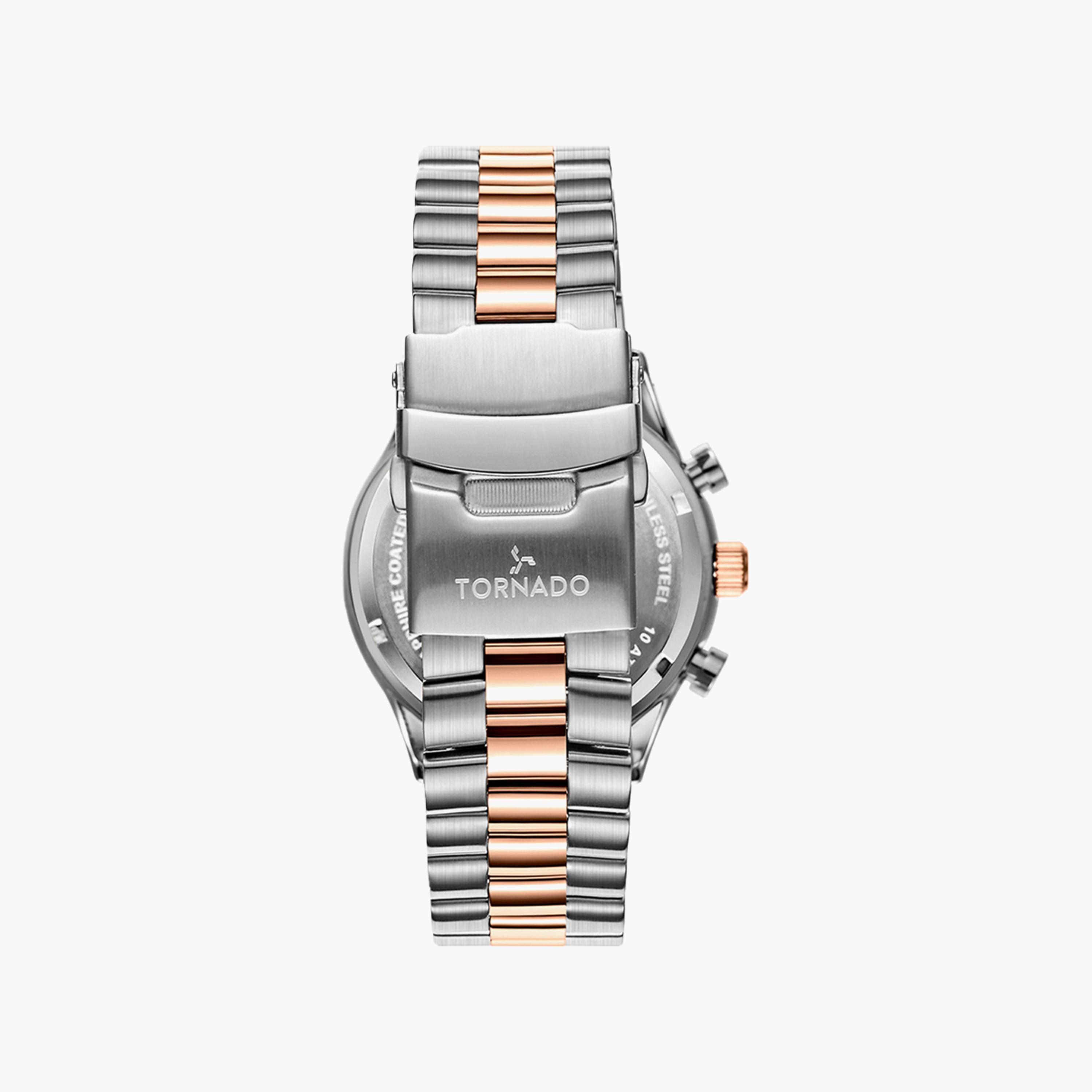 ساعة تورنادو للرجال باللون الفضي والذهبي الوردي وبسوار ستانلس ستيل | T6106B-KBKW-men-watchesandjewellery-watches-image-3