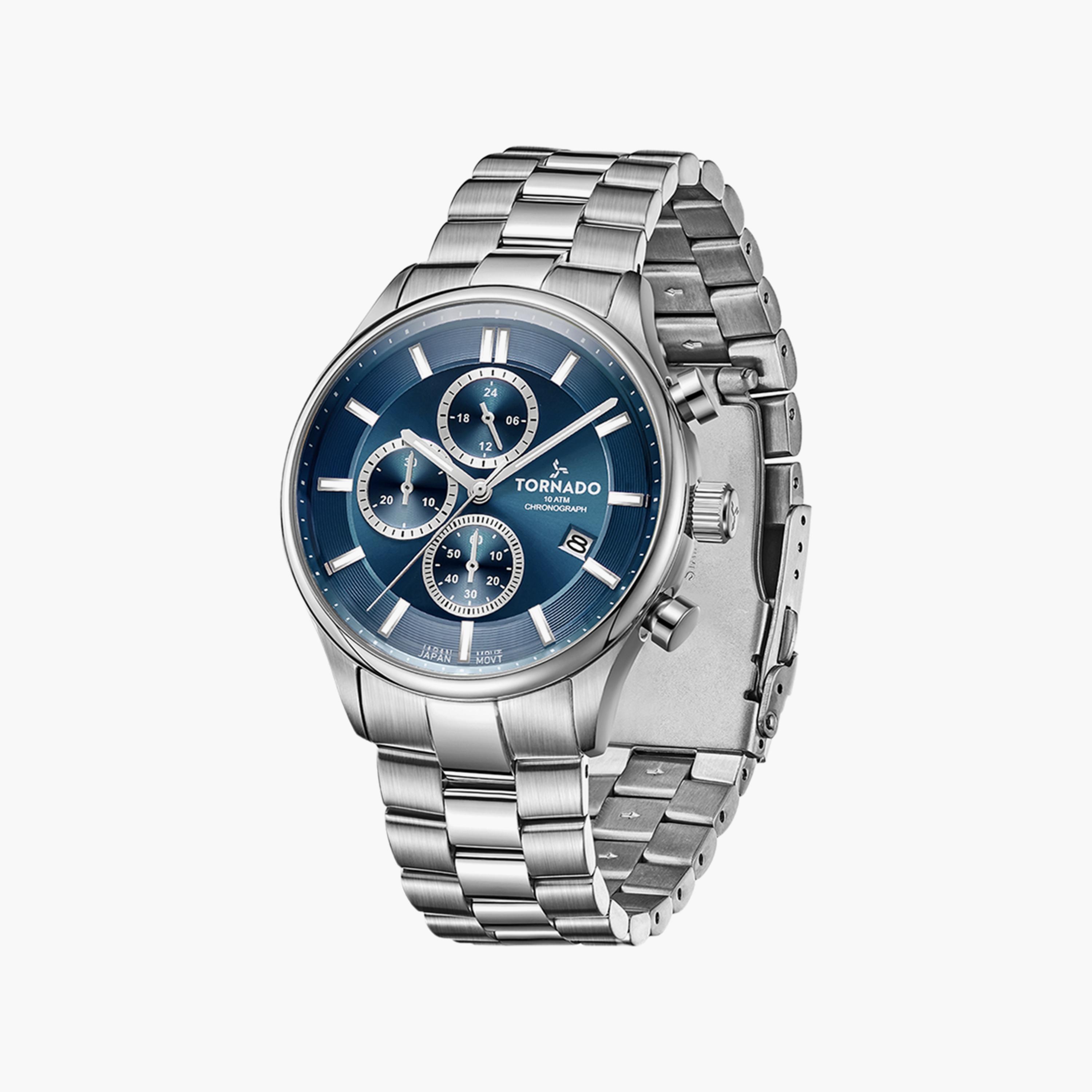 ساعة تورنادو للرجال كرونوغراف فضي وبسوار ستانلس ستيل | T6106B-SBSN-men-watchesandjewellery-watches-image-2
