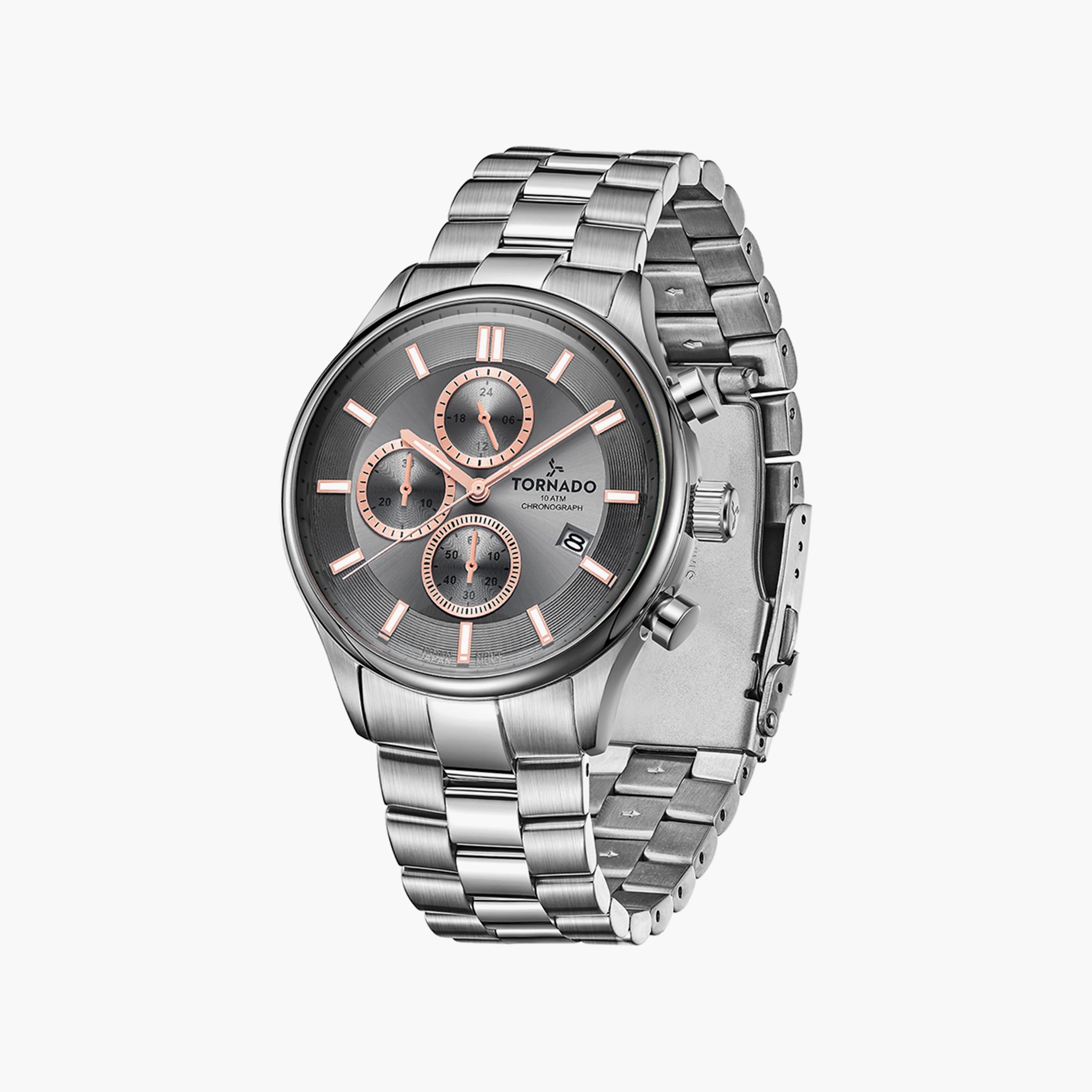 ساعة تورنادو للرجال كرونوغراف فضي وبسوار ستانلس ستيل | T6106B-SBSX-men-watchesandjewellery-watches-image-2