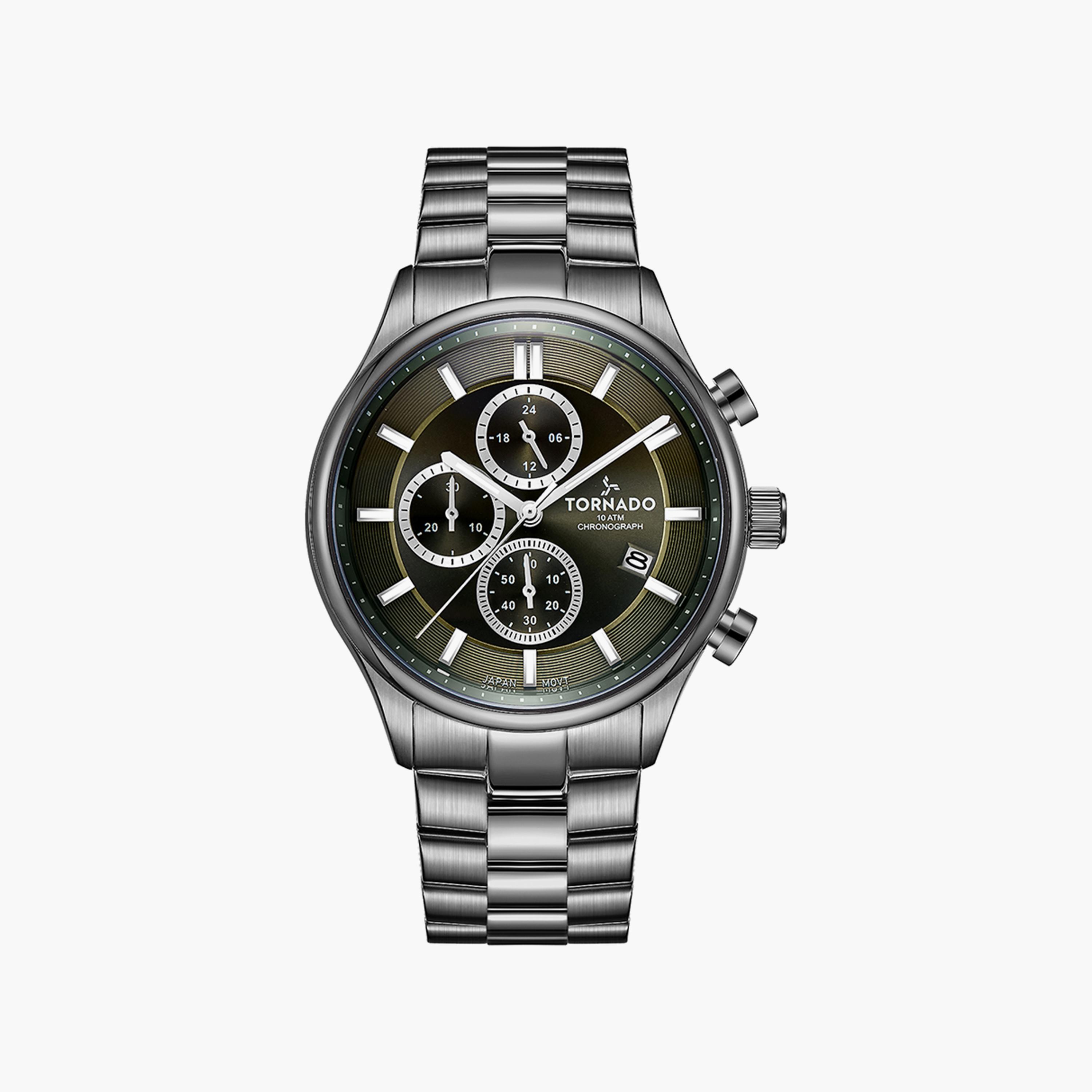 ساعة تورنادو للرجال كرونوغراف معدني وبسوار ستانلس ستيل | T6106B-XBXH-men-watchesandjewellery-watches-image-1