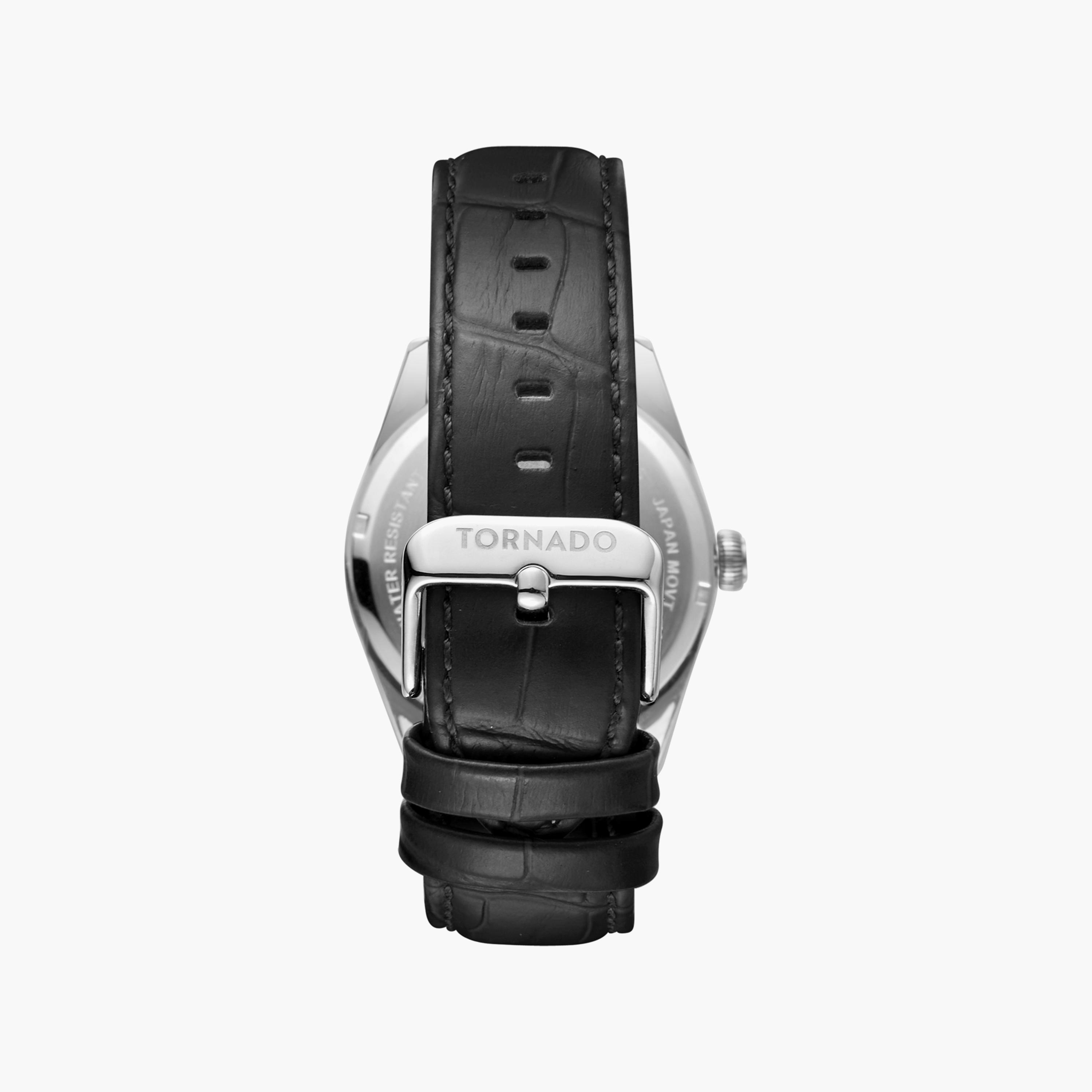 Tornado Men's Black Analog Leather Strap Watch | T8007-SLBL-men-watchesandjewellery-watches-image-3