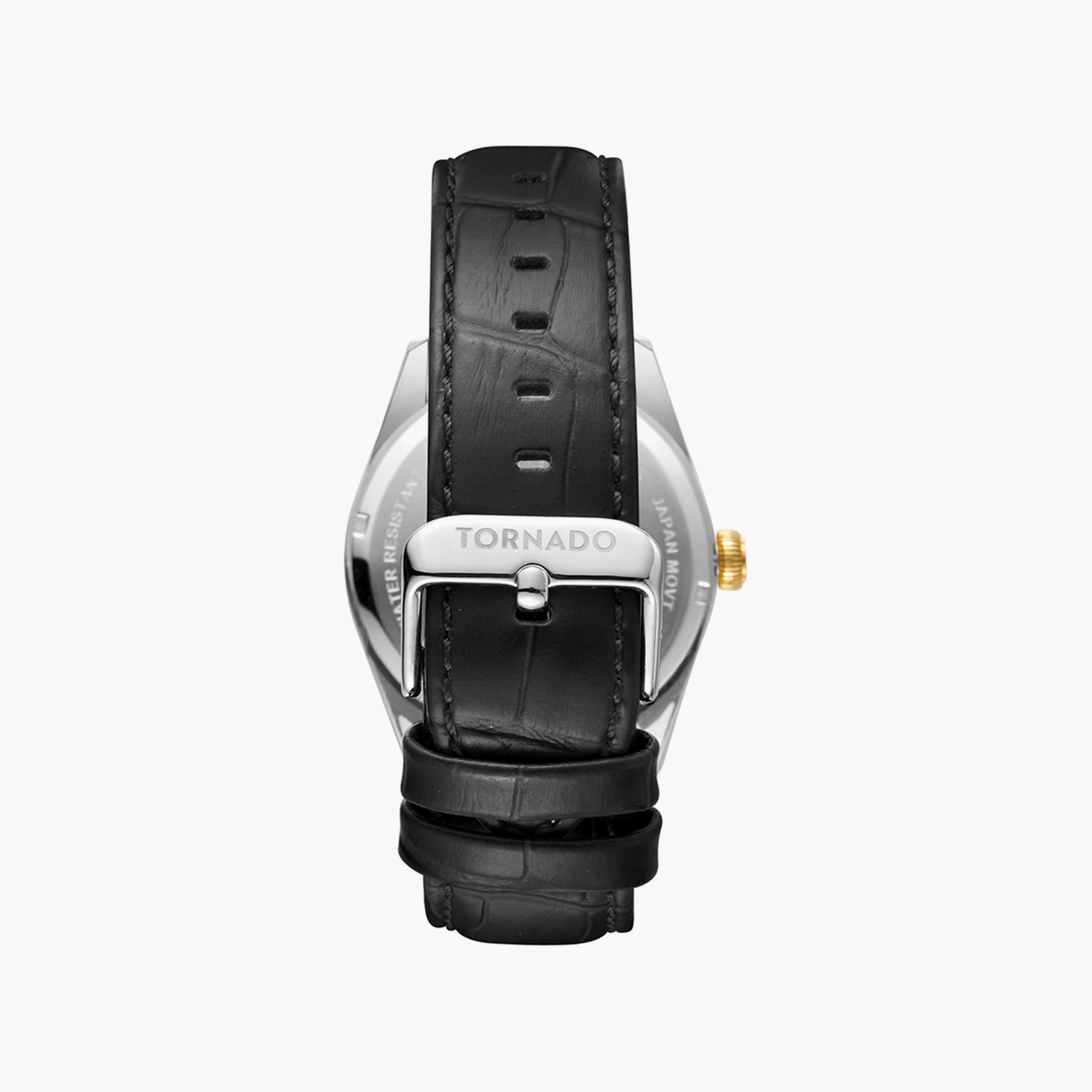 Tornado Men's Black Analog Leather Strap Watch | T8007-SLBWG-men-watchesandjewellery-watches-image-3