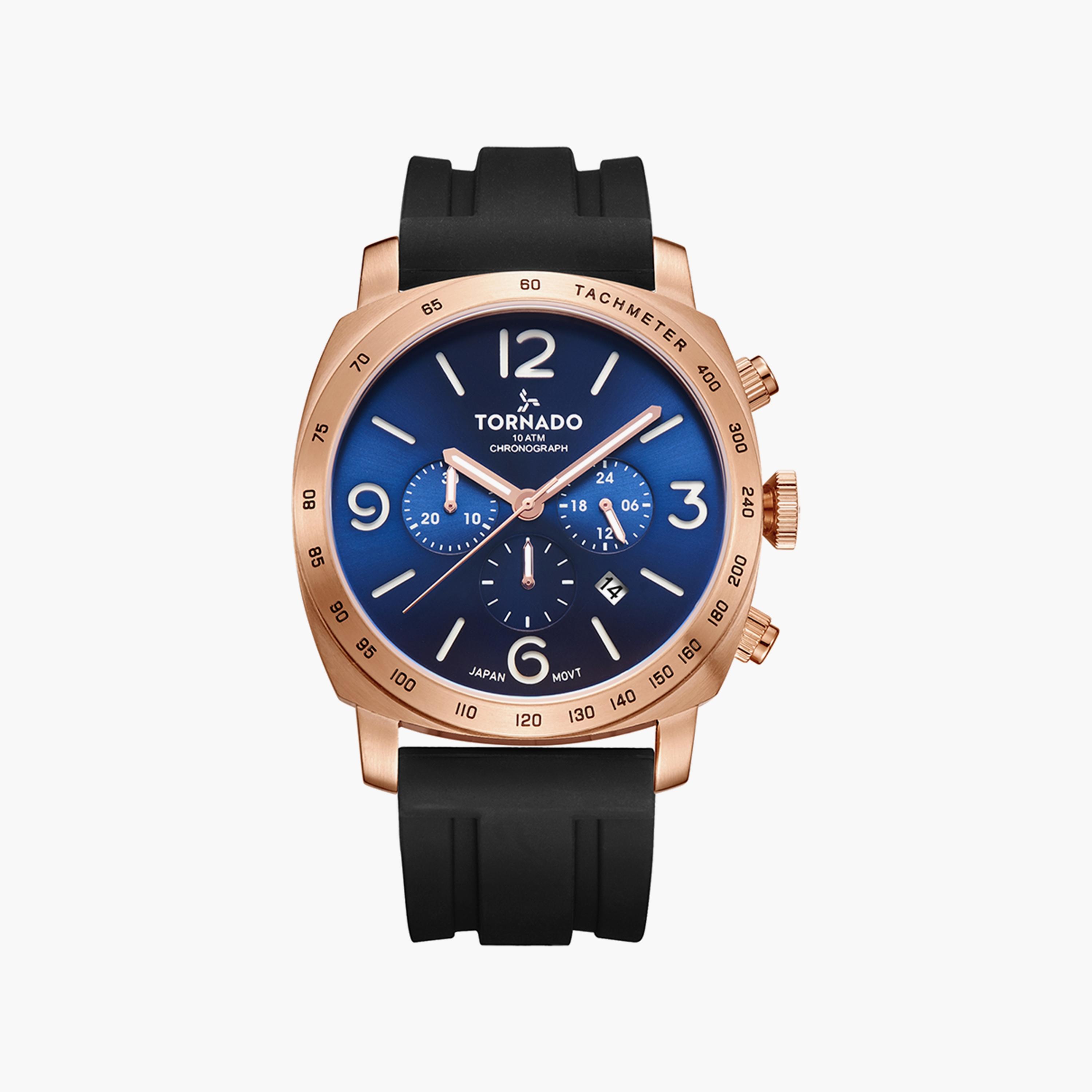 Tornado Men's Black Chronograph Silicone Strap Watch | T9102-KSBN-men-watchesandjewellery-watches-image-1