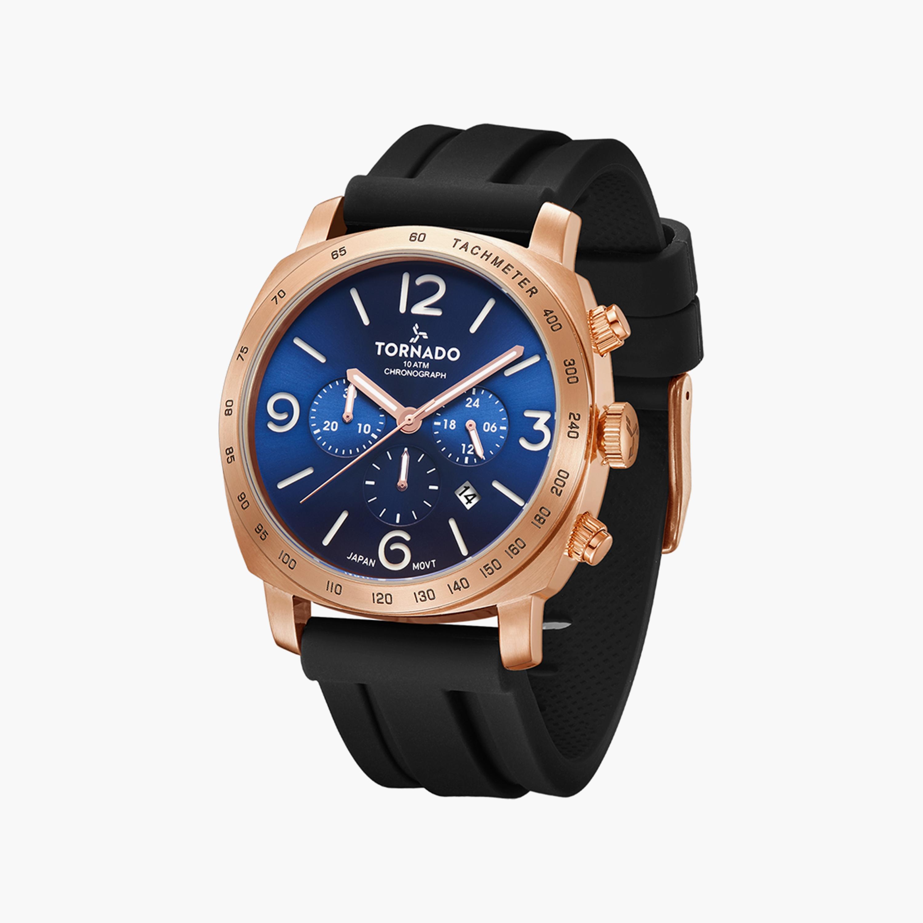 Tornado Men's Black Chronograph Silicone Strap Watch | T9102-KSBN-men-watchesandjewellery-watches-image-2