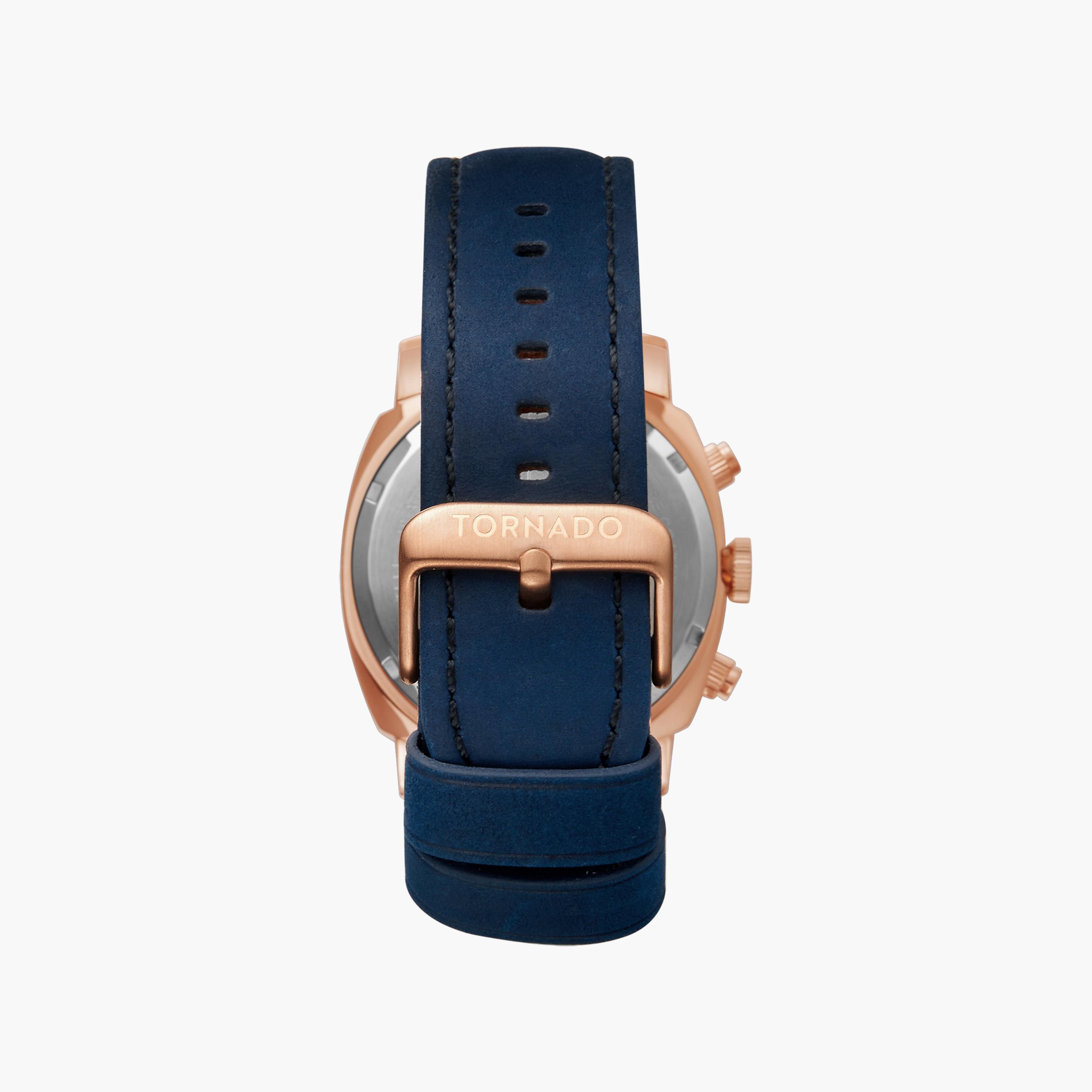Tornado Men's Blue Chronograph Suede Leather Strap Watch | T9102-RLNN-men-watchesandjewellery-watches-image-3