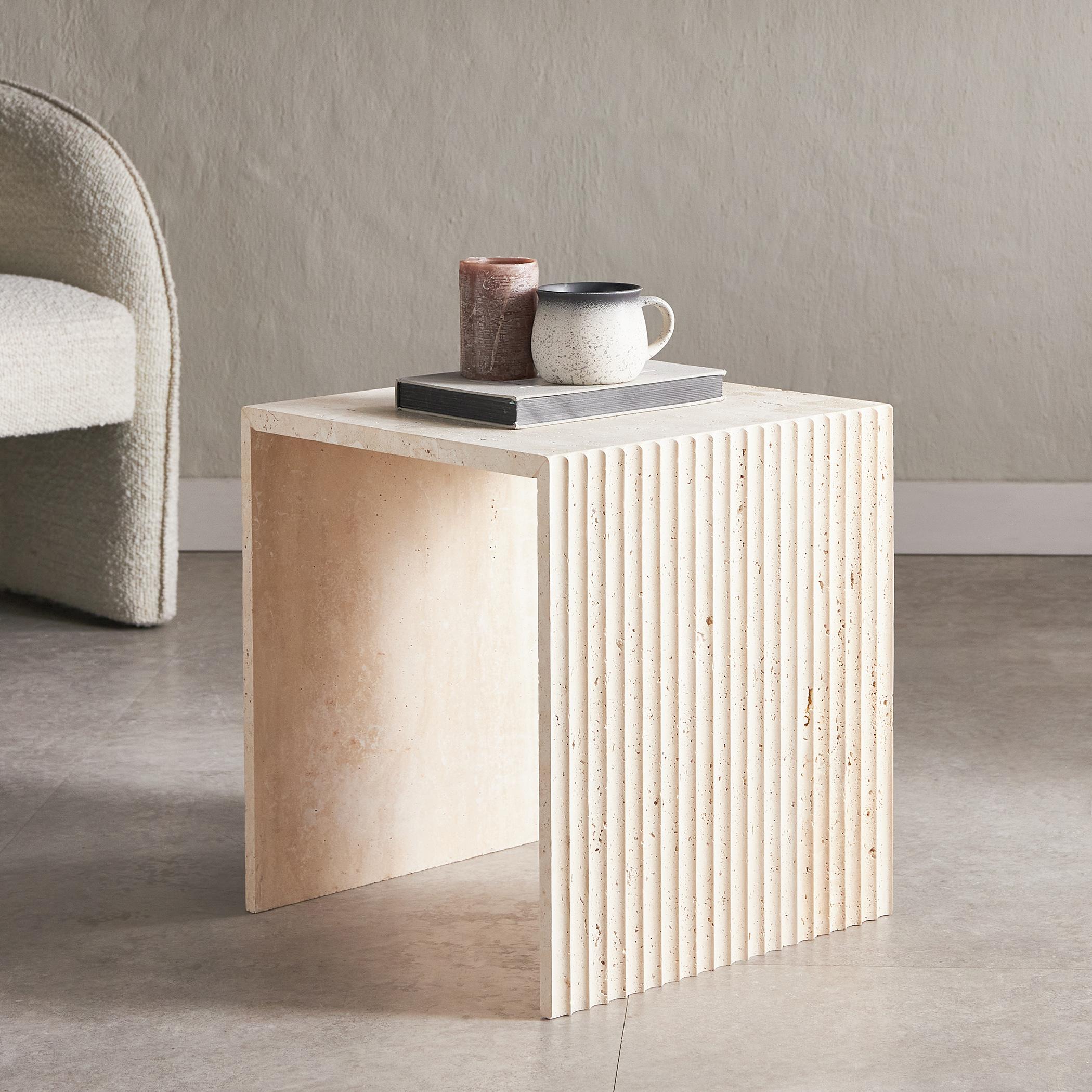 Light Carrara Marble Side Table