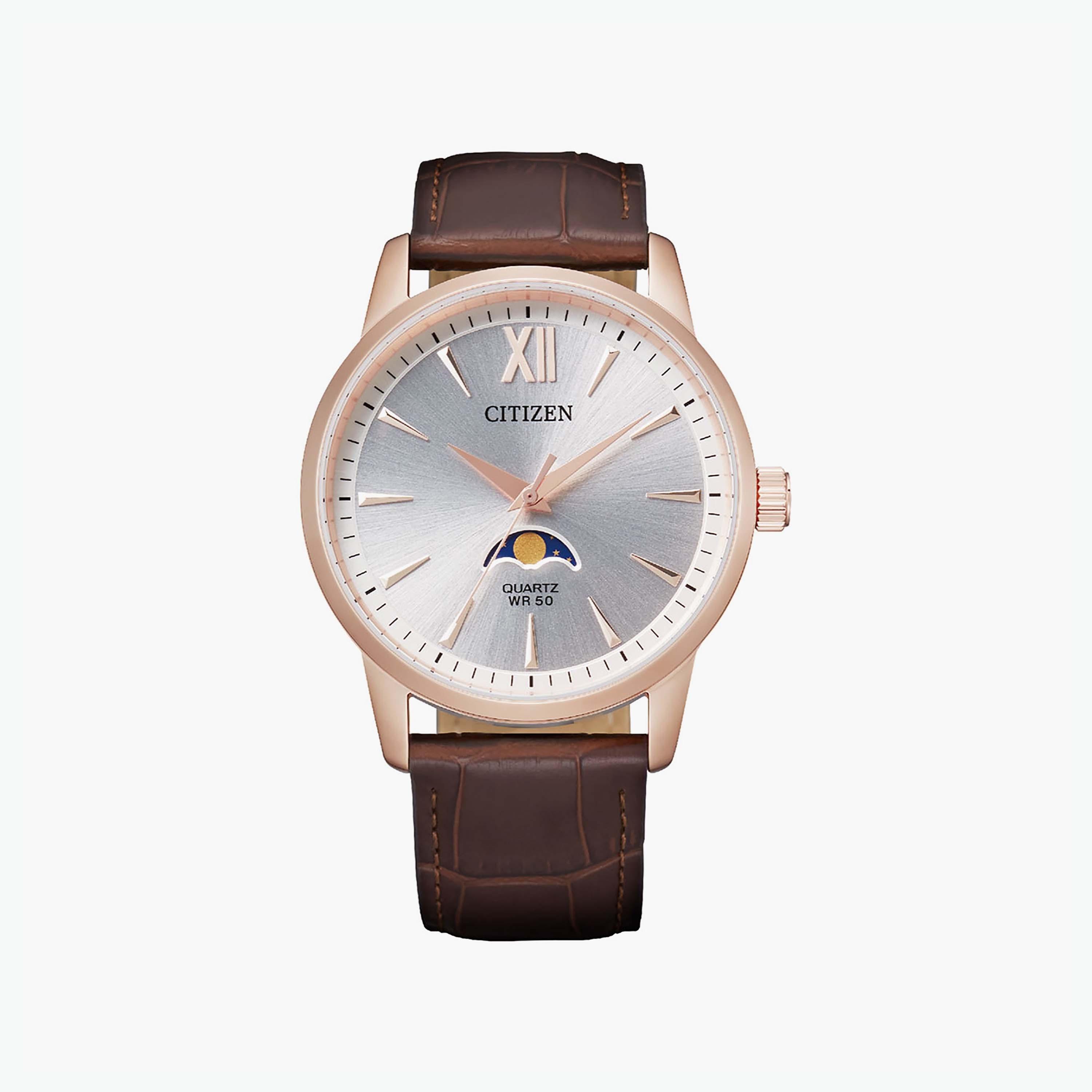 ساعة سيتيزن للرجال ذو 42 ملم مع انالوج بسوار جلدي بني | AK5003-05A-men-watchesandjewellery-watches-image-1