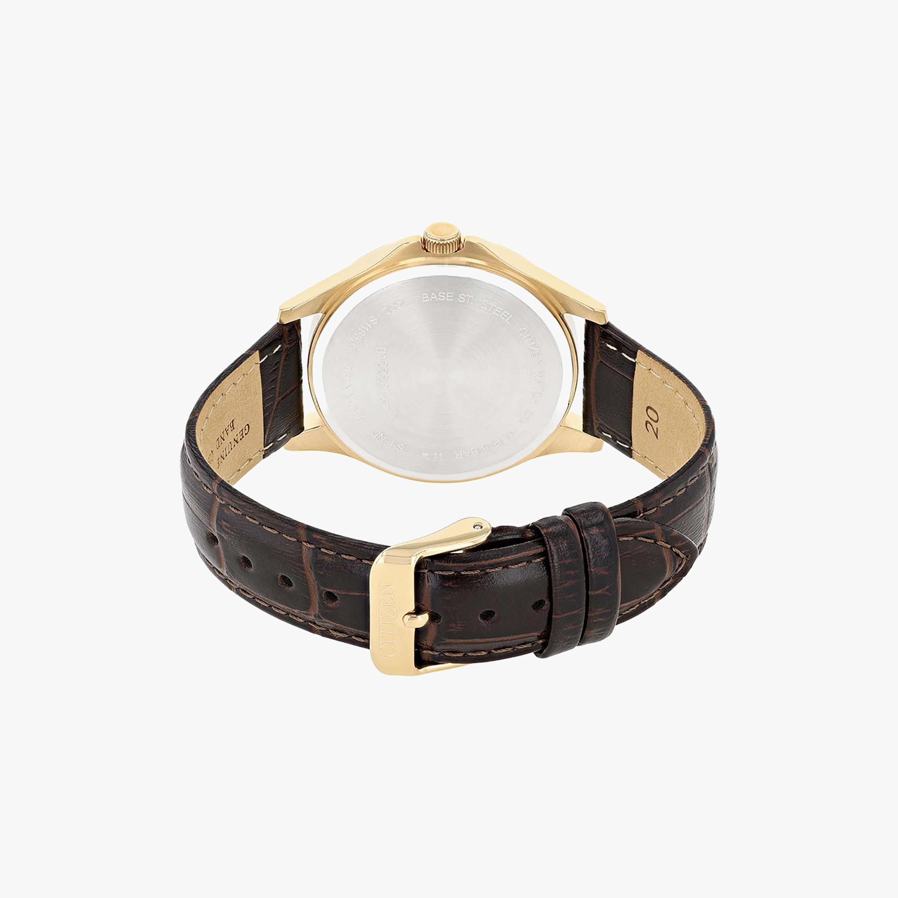Citizen Men's 41 MM Brown Analog Leather Strap Watch | BF2023-01H-men-watchesandjewellery-watches-image-3