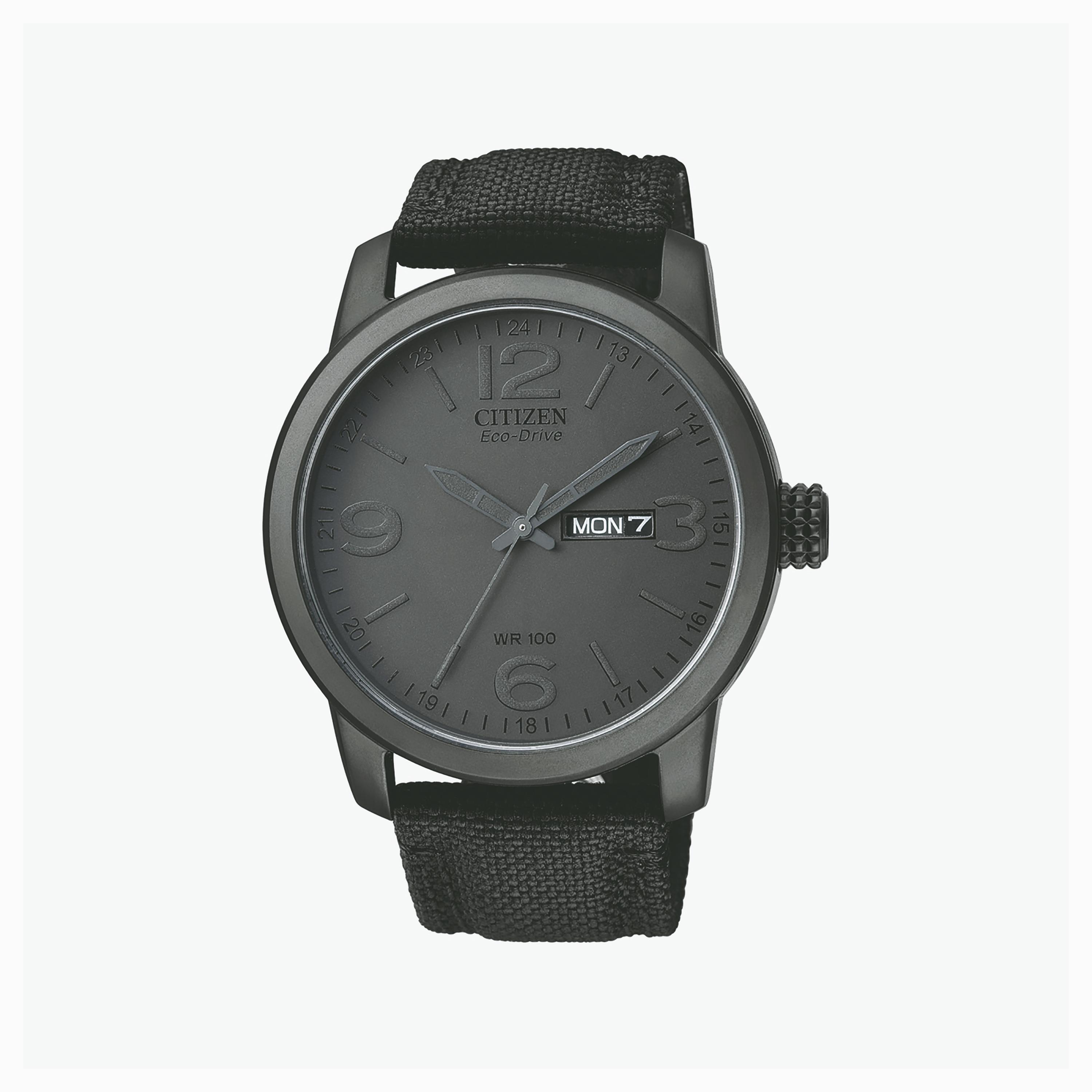 ساعة سيتيزن ايكو درايف للرجال ذو 42 ملم بلون اسود مع انالوج بسوار نايلون | BM8475-00F-men-watchesandjewellery-watches-image-1