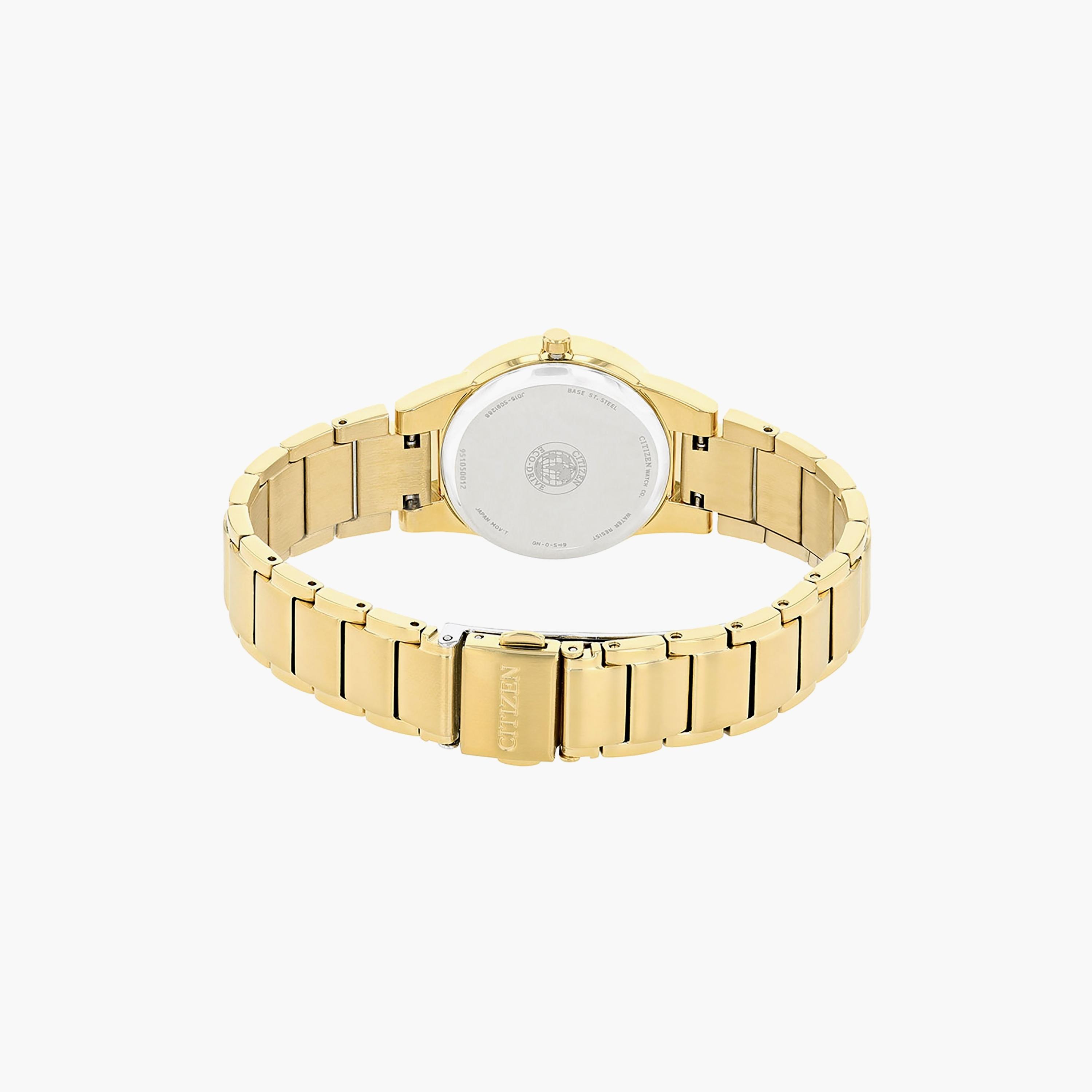 Citizen Eco-Drive 30 MM Gold Analog Stainless Steel Strap Watch | GA1052-55E-women-watchesandjewellery-watches-image-3
