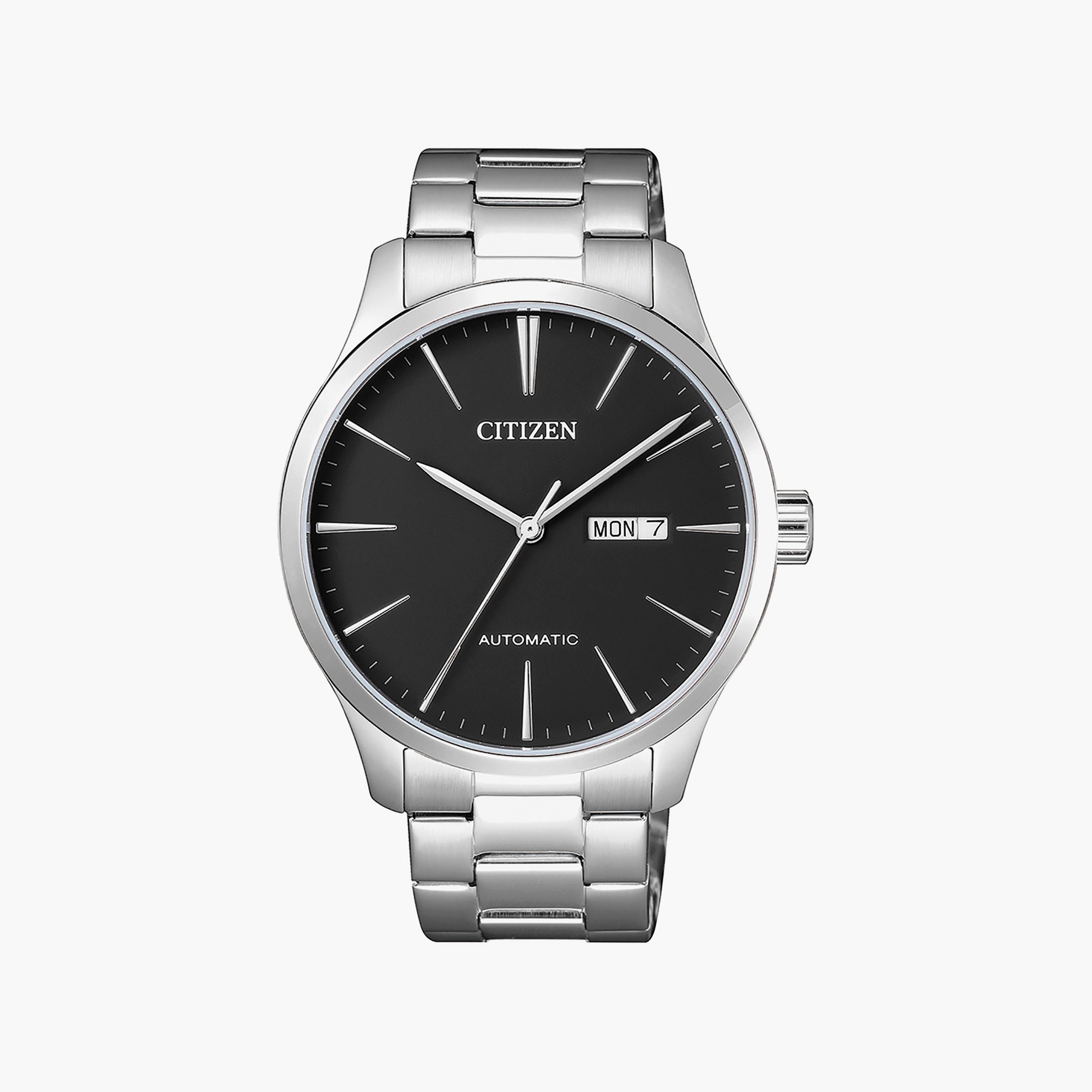 ساعة سيتيزن للرجال ذو 40 ملم بلون فضي مع انالوج بسوار ستانلس ستيل | NH8350-83E-men-watchesandjewellery-watches-image-1