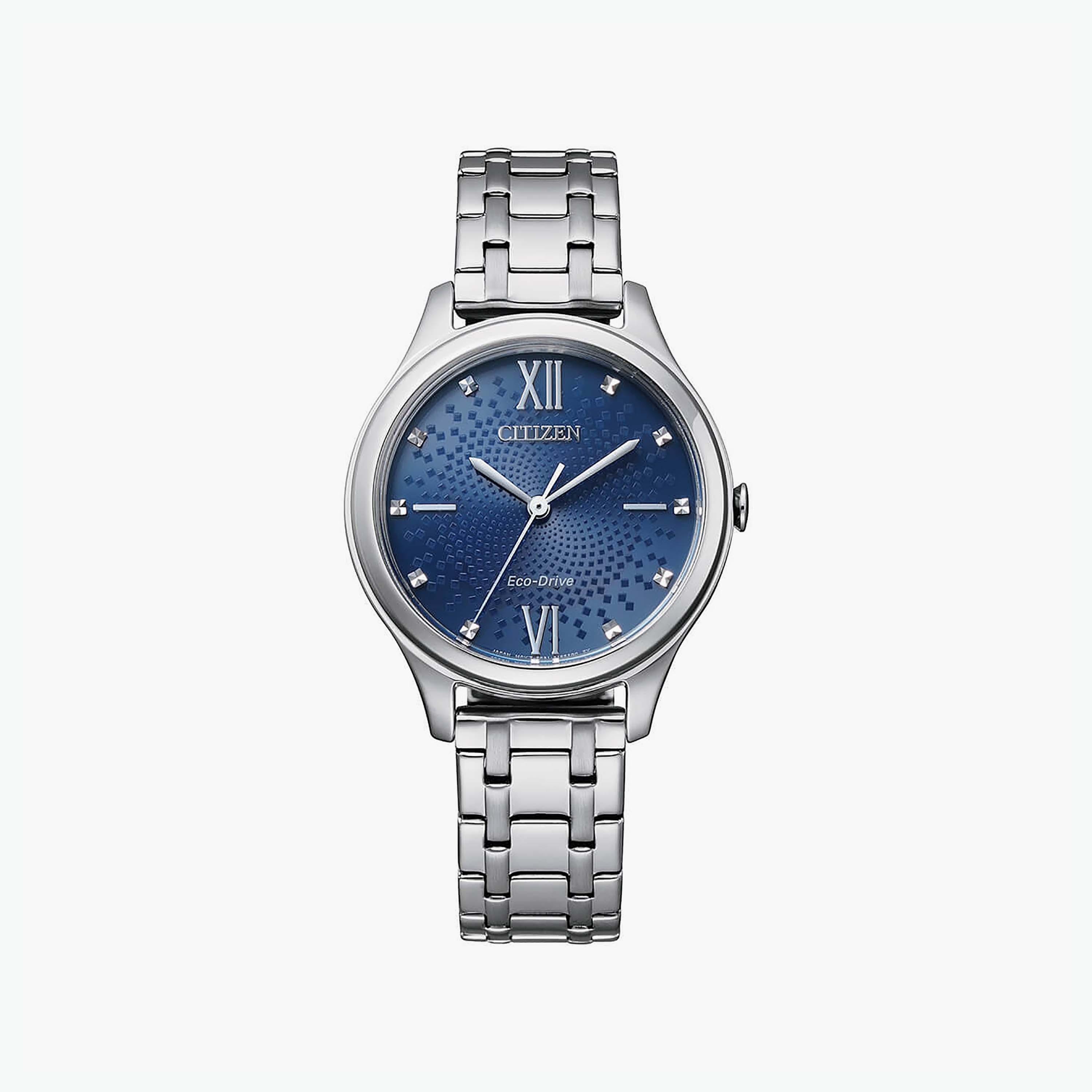 Citizen Eco-Drive 32 MM Silver Analog Stainless Steel Strap Watch | EM0500-73L-women-watchesandjewellery-watches-image-1