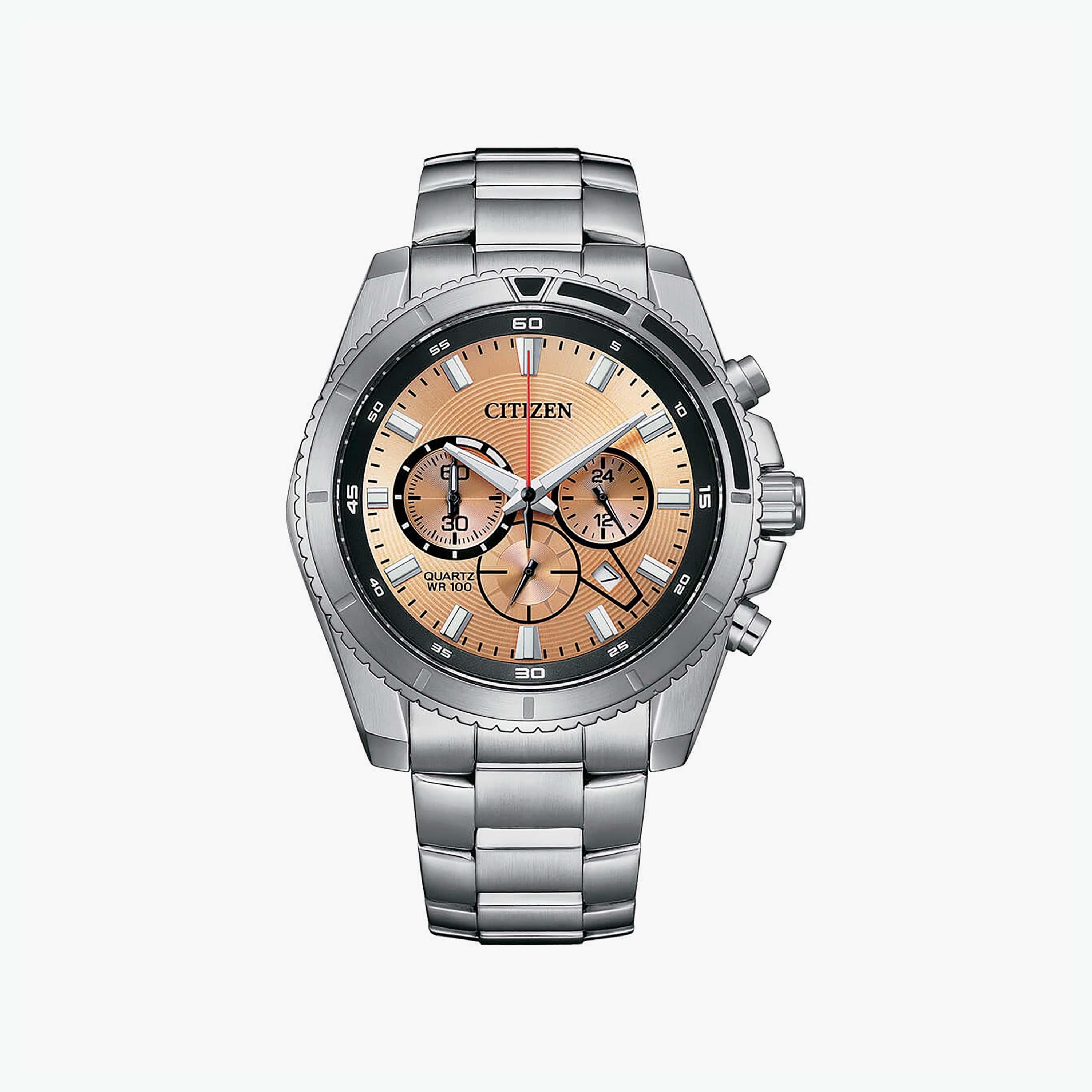 Citizen Men's 46 MM Silver Chronograph Stainless Steel Strap Watch | AN8200-50X-men-watchesandjewellery-watches-image-1