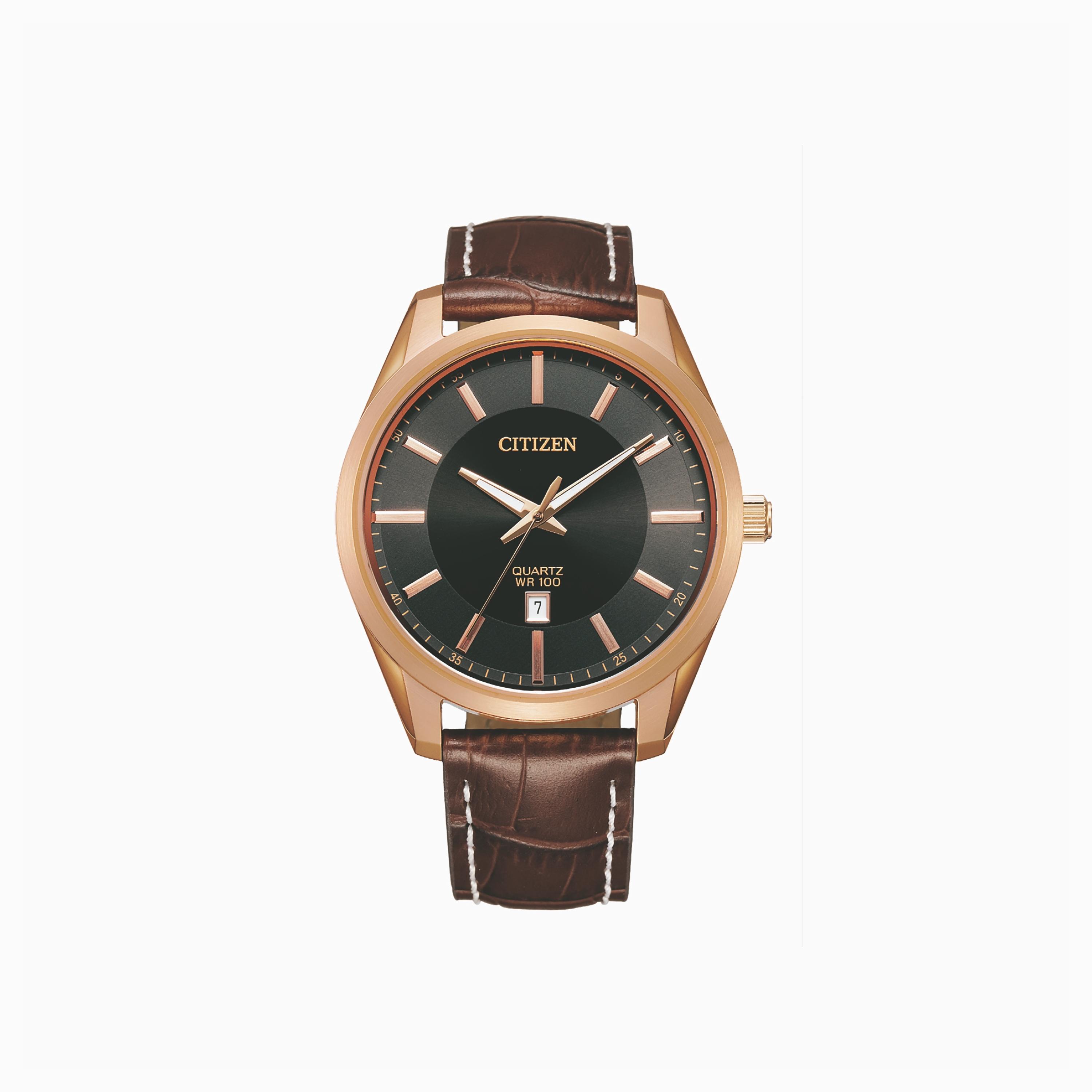 Citizen Men's 42 MM Brown Analog Leather Strap Watch | BI1033-04E-men-watchesandjewellery-watches-image-1