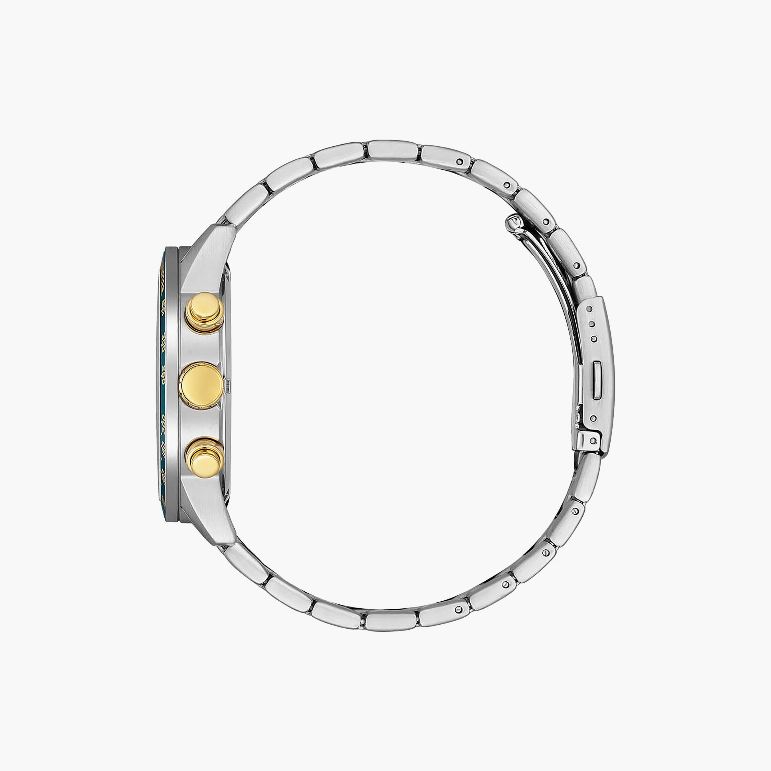 Citizen Men's 44 MM Silver & Gold Chronograph Stainless Steel Strap Watch | AN3689-55X-men-watchesandjewellery-watches-image-2