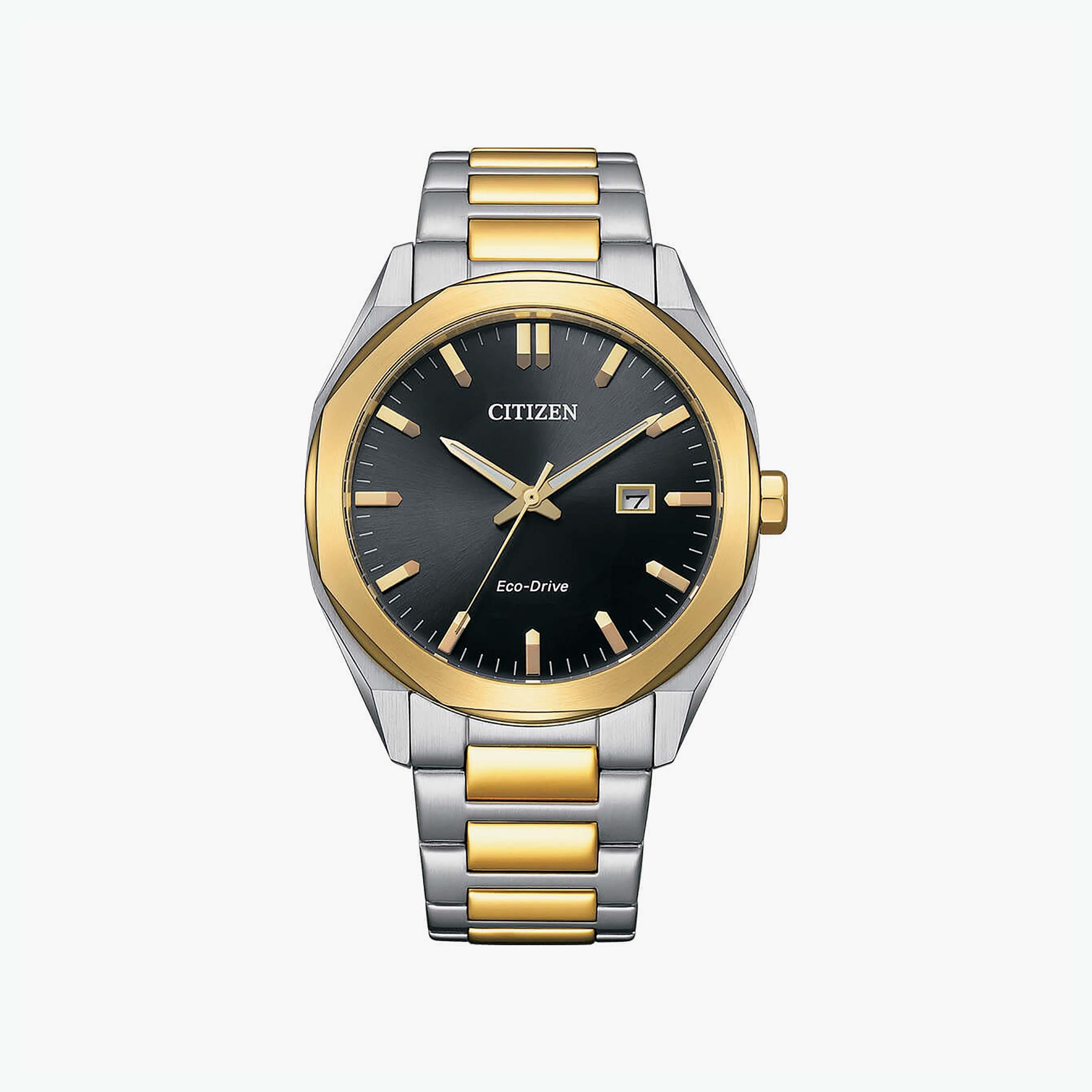Citizen Eco-Drive Men's 41 MM Silver & Gold Analog Stainless Steel Strap Watch | BM7604-80E-men-watchesandjewellery-watches-image-1