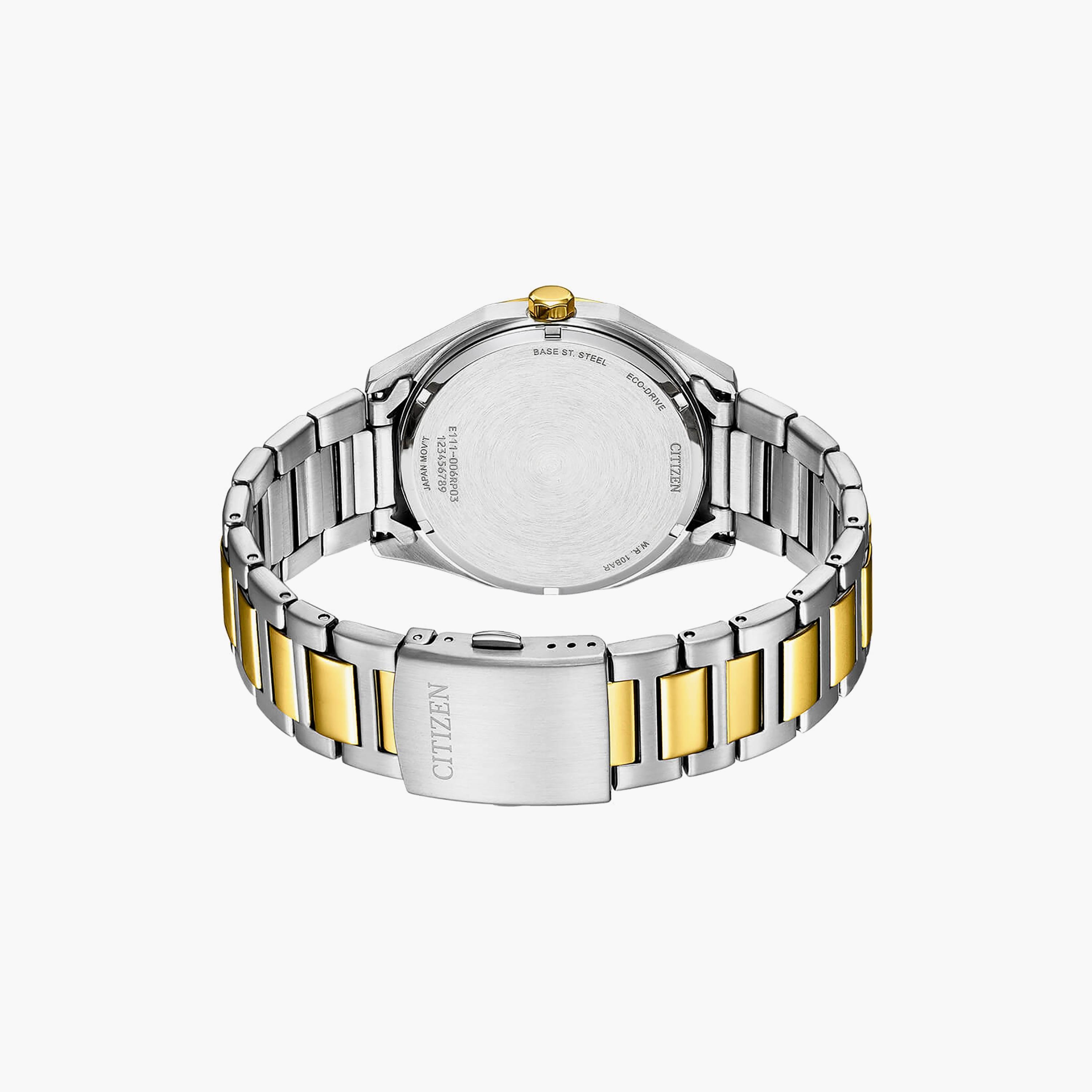 Citizen Eco-Drive Men's 41 MM Silver & Gold Analog Stainless Steel Strap Watch | BM7604-80E-men-watchesandjewellery-watches-image-3