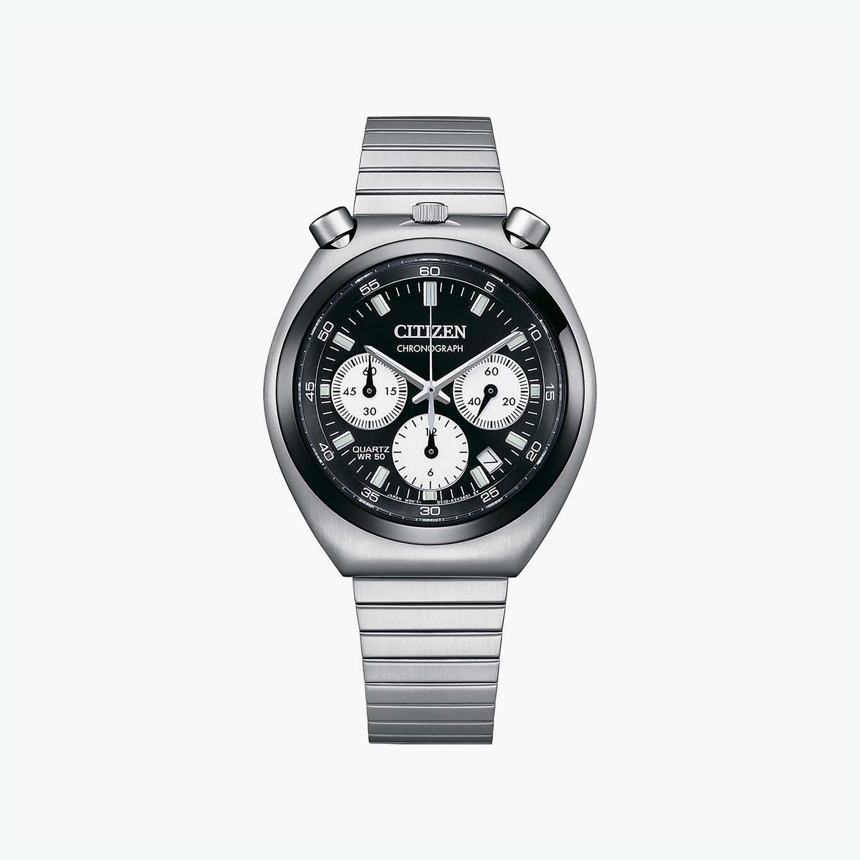 ساعة سيتيزن ذو 38 ملم بلون فضي مع كرونوغراف بسوار ستانلس ستيل | AN3660-81E-men-watchesandjewellery-watches-image-1