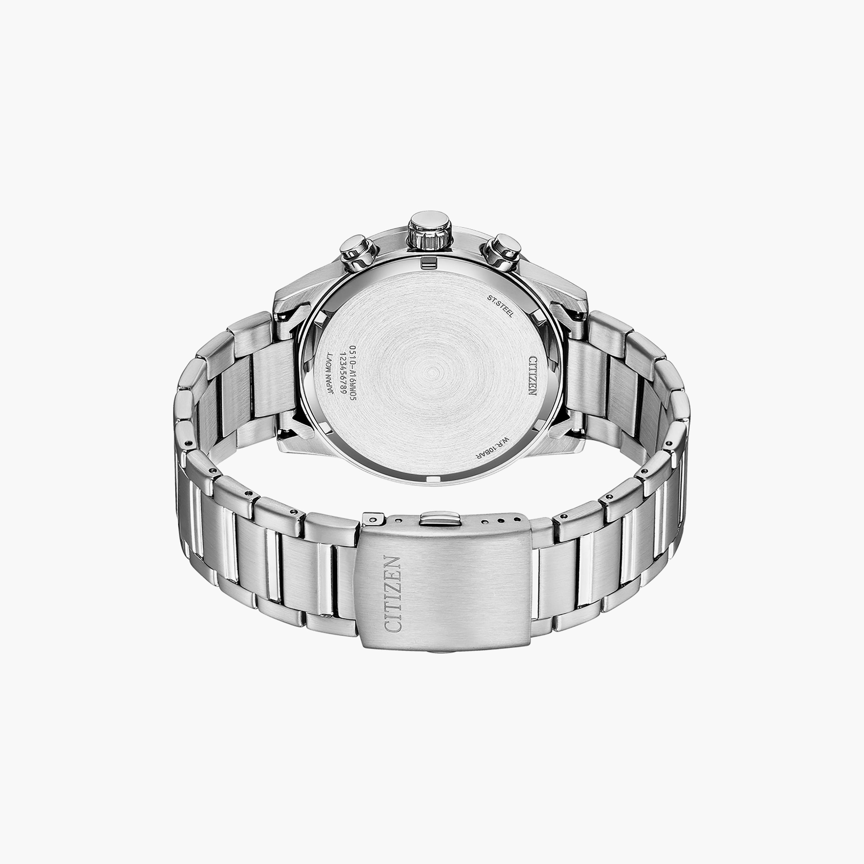 Citizen Men's 44 MM Silver Chronograph Stainless Steel Strap Watch | AN3680-50A-men-watchesandjewellery-watches-image-3