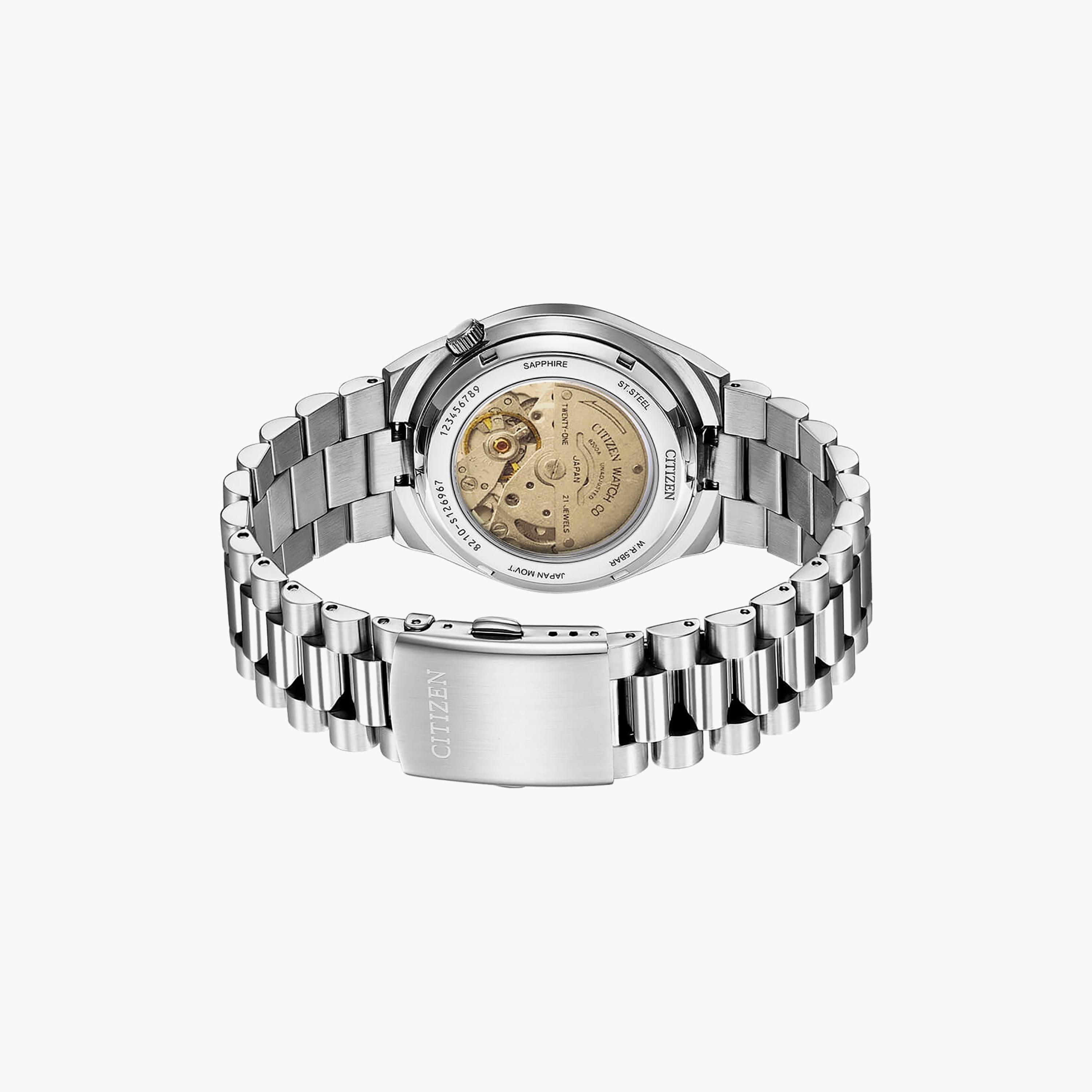 ساعة سيتيزن للرجال ذو 40 ملم بلون فضي مع أوتوماتيكي بسوار ستانلس ستيل | NJ0158-89Z-men-watchesandjewellery-watches-image-3