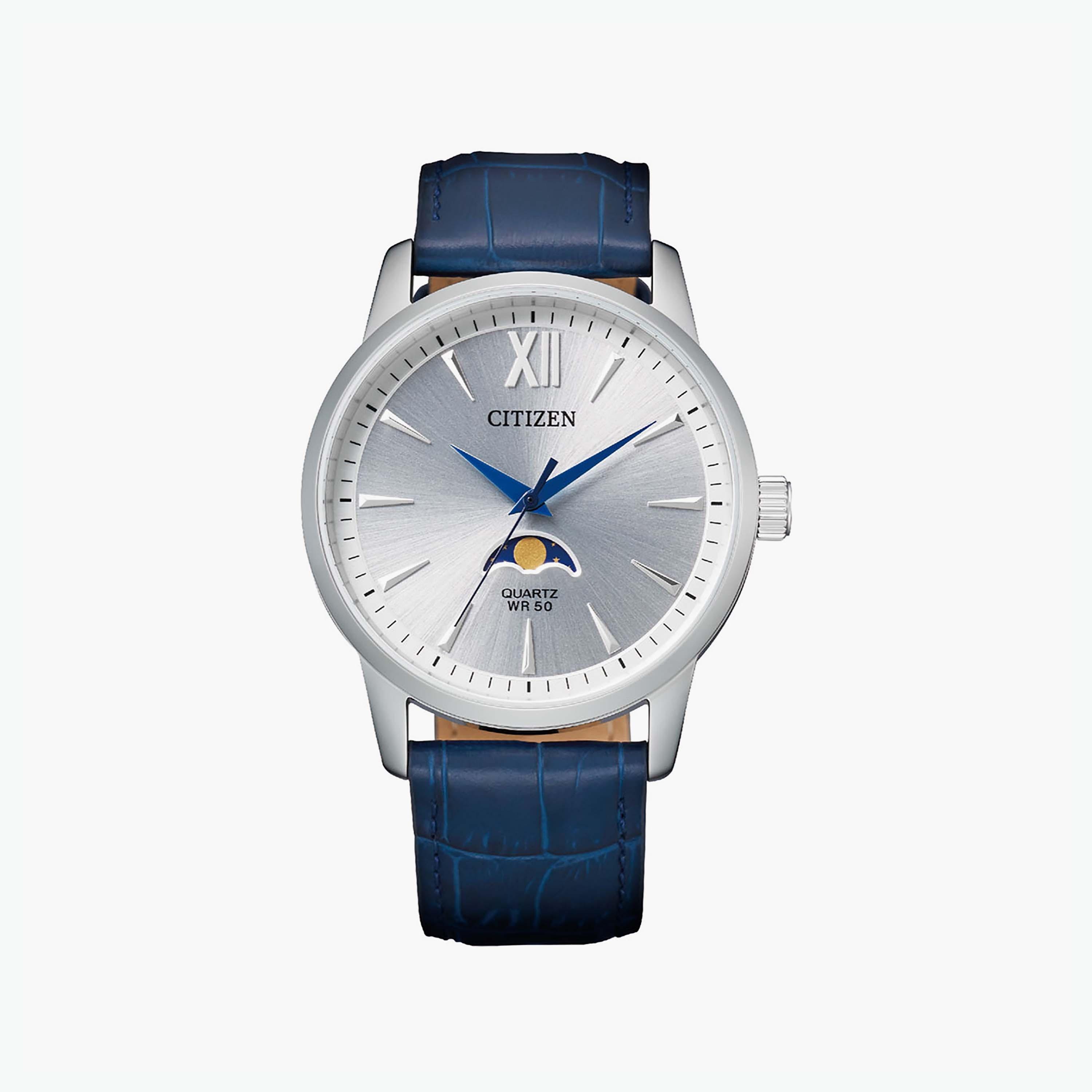 ساعة سيتيزن للرجال ذو 42 ملم مع انالوج بسوار جلدي ازرق | AK5000-03A-men-watchesandjewellery-watches-image-1