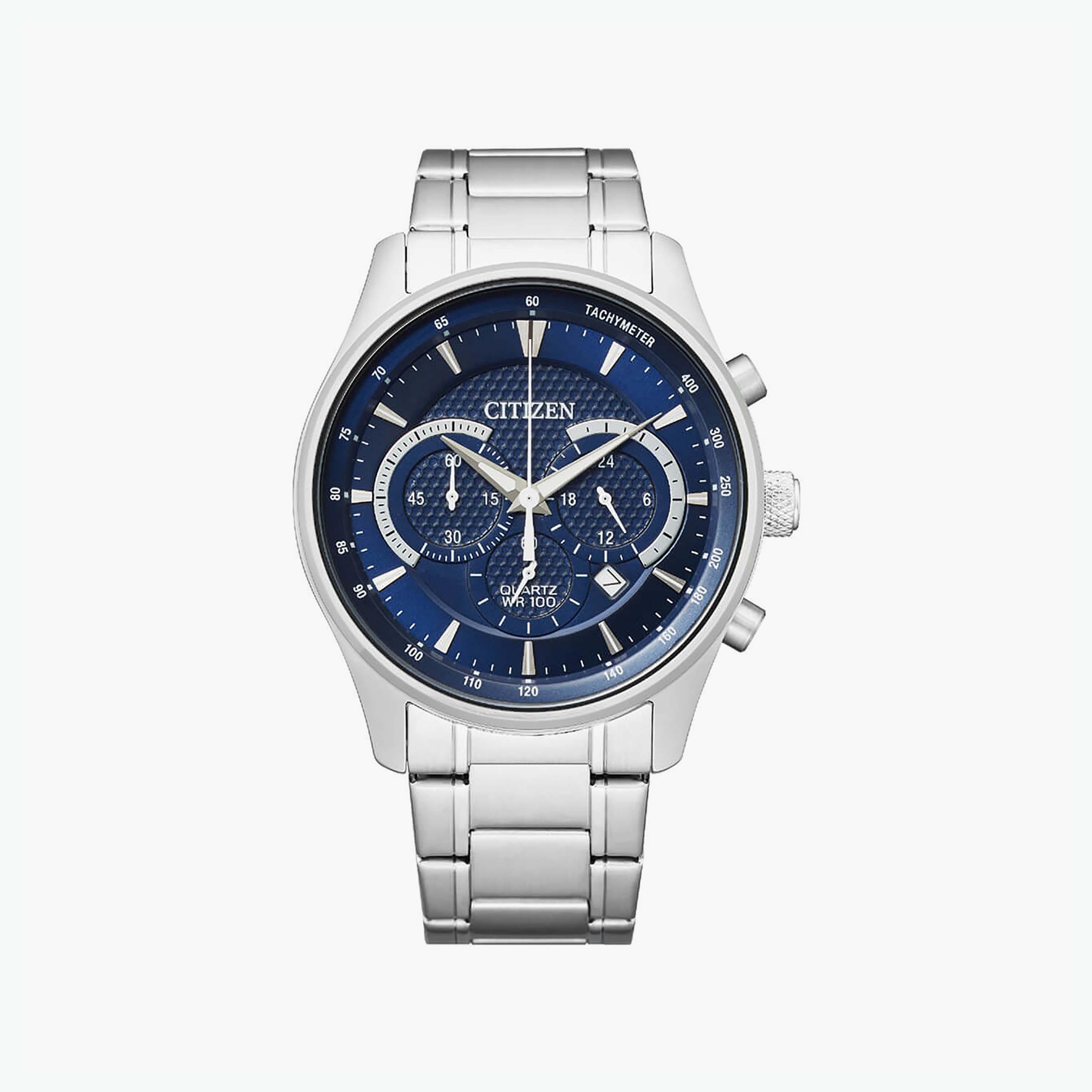 ساعة سيتيزن للرجال ذو 42 ملم بلون فضي مع كرونوغراف بسوار ستانلس ستيل | AN8190-51L-men-watchesandjewellery-watches-image-1
