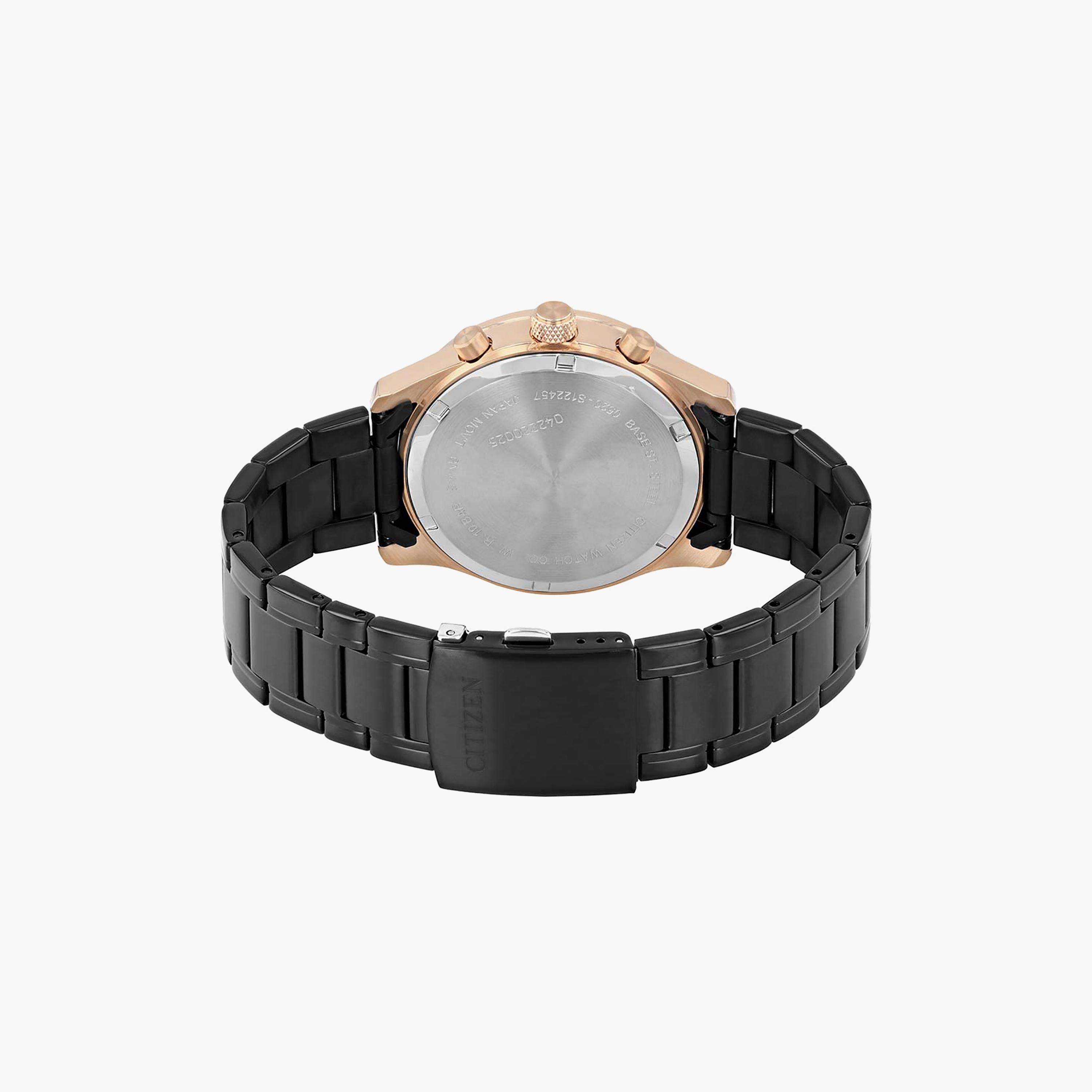 ساعة سيتيزن للرجال ذو 42 ملم بلون اسود مع كرونوغراف بسوار ستانلس ستيل | AN8196-55E-men-watchesandjewellery-watches-image-3