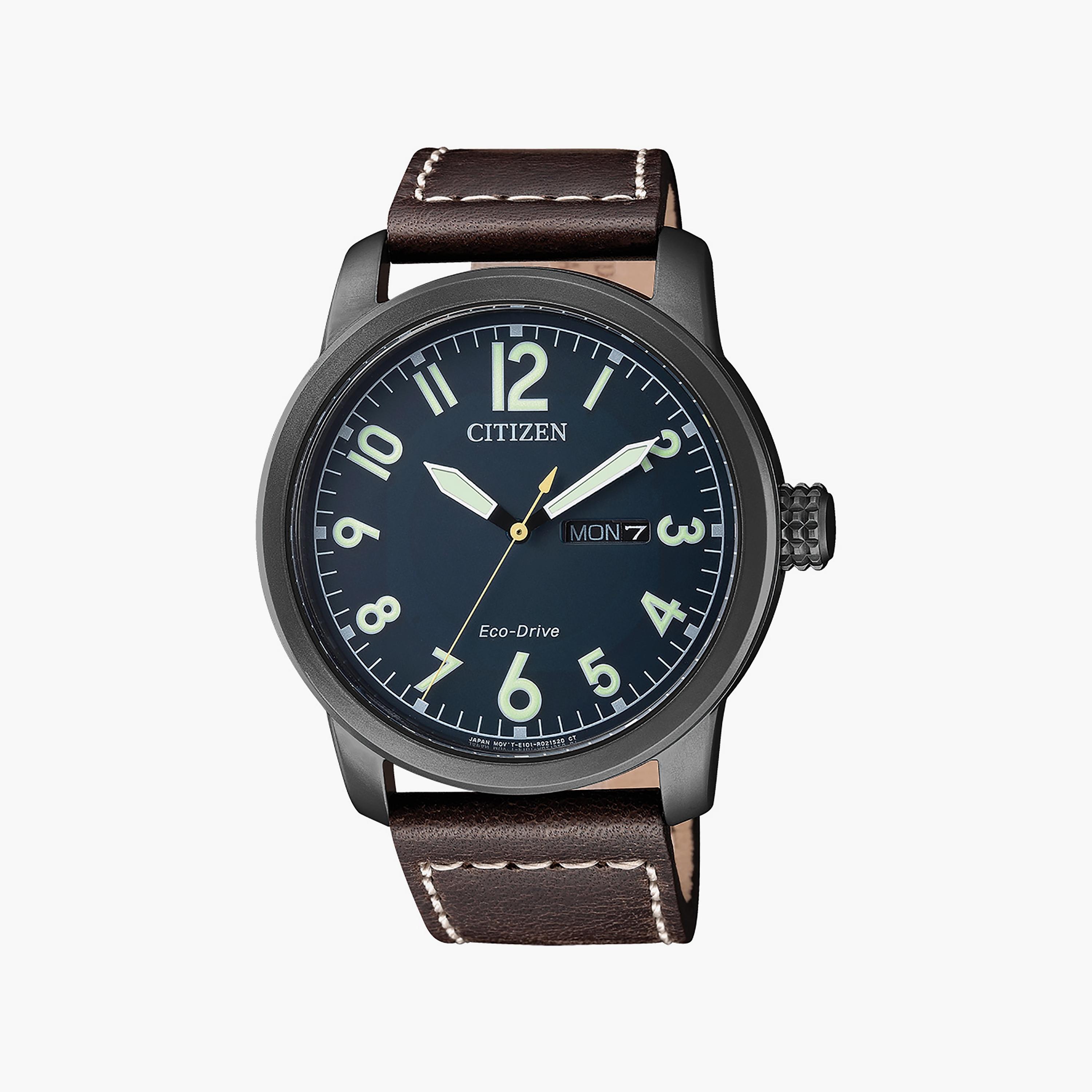 ساعة سيتيزن ايكو درايف للرجال ذو 42 ملم مع انالوج بسوار جلدي بني | BM8478-01L-men-watchesandjewellery-watches-image-1
