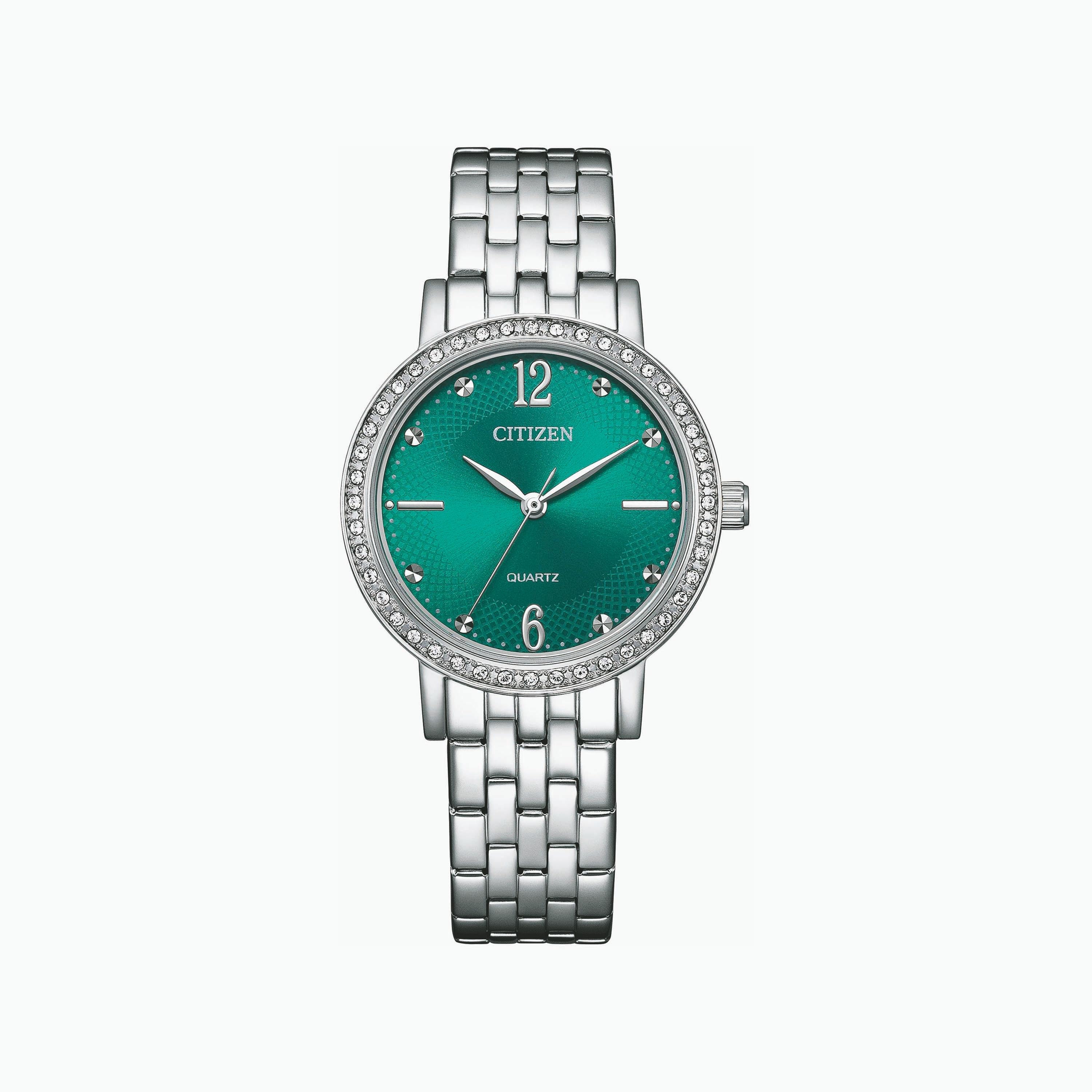 ساعة سيتيزن ذو 31 ملم بلون فضي مع انالوج بسوار ستانلس ستيل | EL3100-55Z-women-watchesandjewellery-watches-image-1