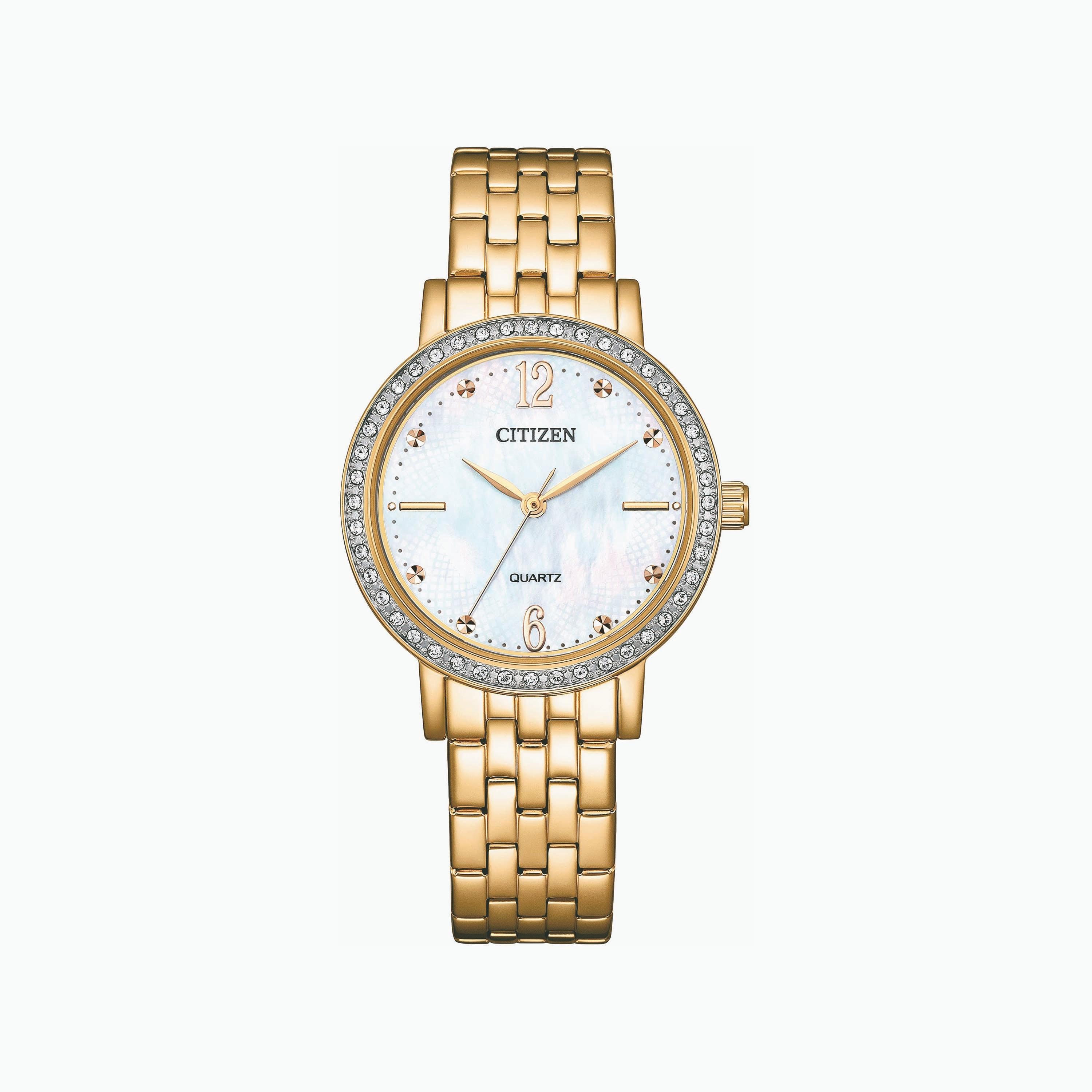 ساعة سيتيزن ذو 31 ملم بلون ذهبي مع انالوج بسوار ستانلس ستيل | EL3103-57D-women-watchesandjewellery-watches-image-1
