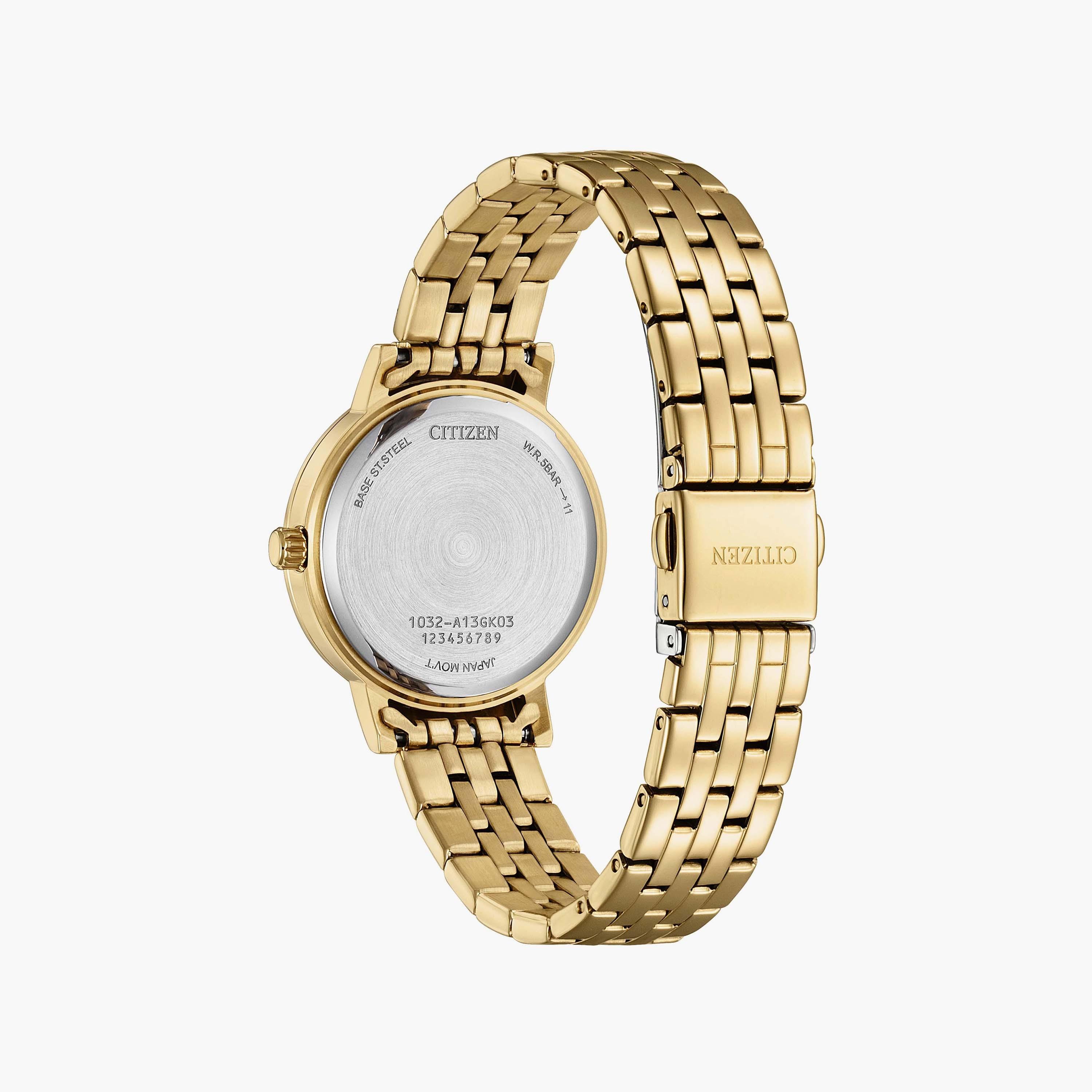 Citizen 31 MM Gold Analog Stainless Steel Strap Watch | EL3103-57D-women-watchesandjewellery-watches-image-3