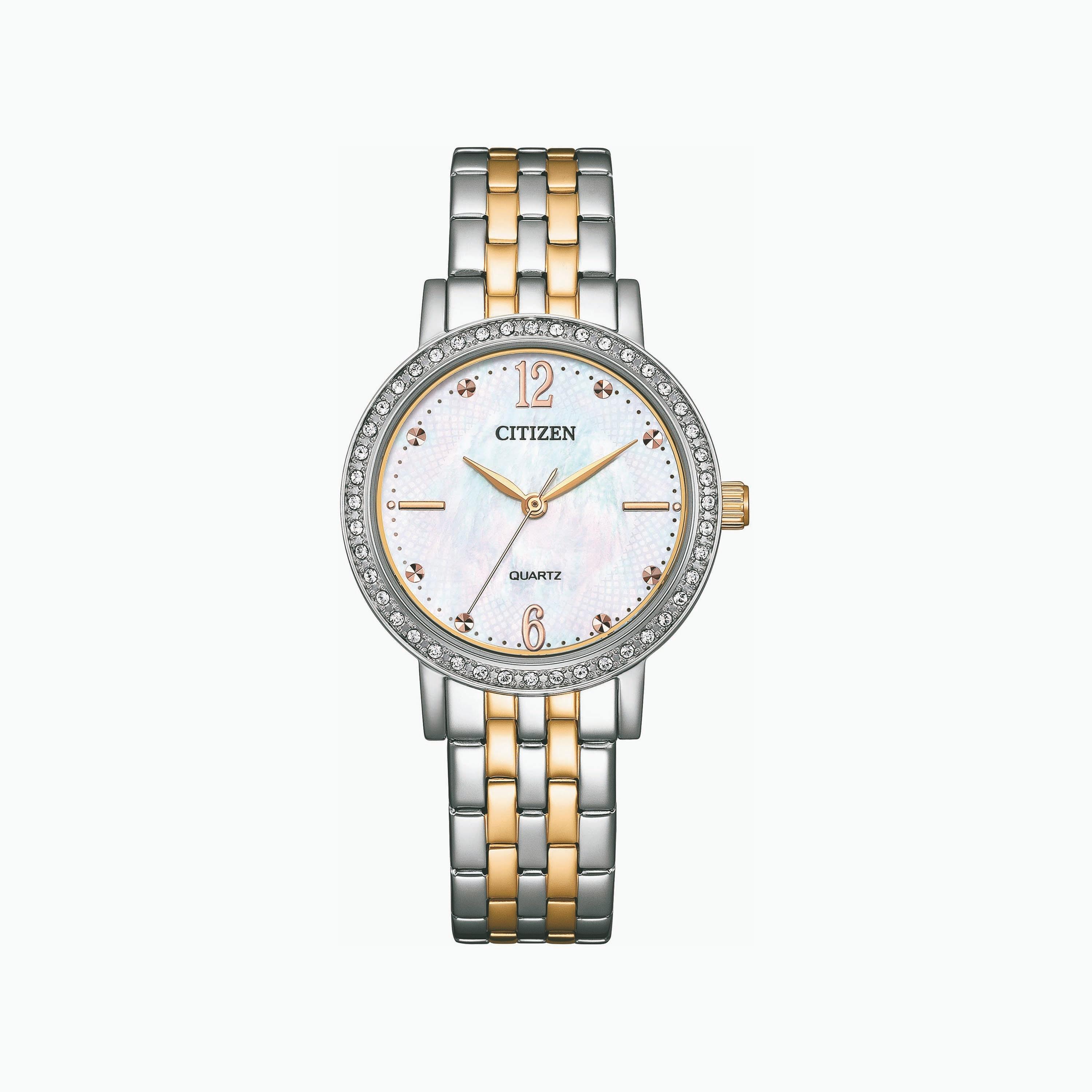 Citizen 31 MM Silver & Gold Analog Stainless Steel Strap Watch | EL3106-59D-women-watchesandjewellery-watches-image-1