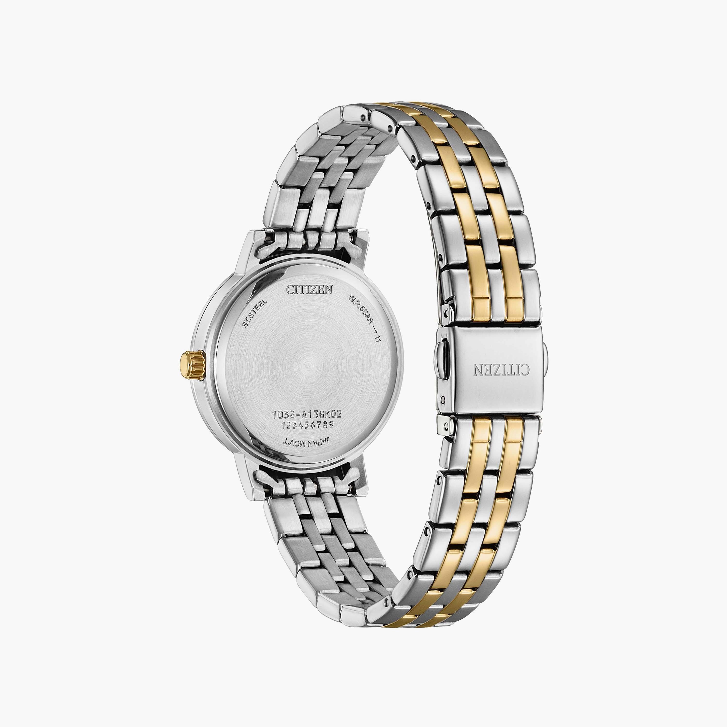 Citizen 31 MM Silver & Gold Analog Stainless Steel Strap Watch | EL3106-59D-women-watchesandjewellery-watches-image-3