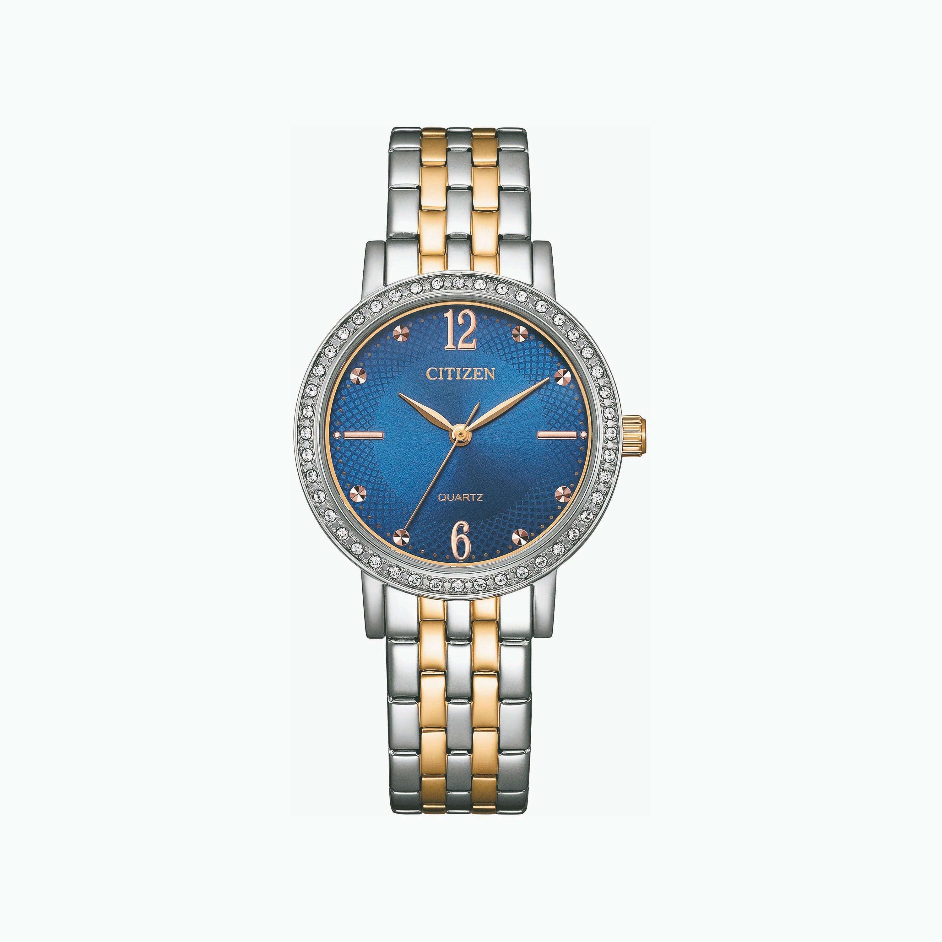 ساعة سيتيزن ذو 31 ملم بلون فضي وذهبي مع انالوج بسوار ستانلس ستيل | EL3106-59L-women-watchesandjewellery-watches-image-1