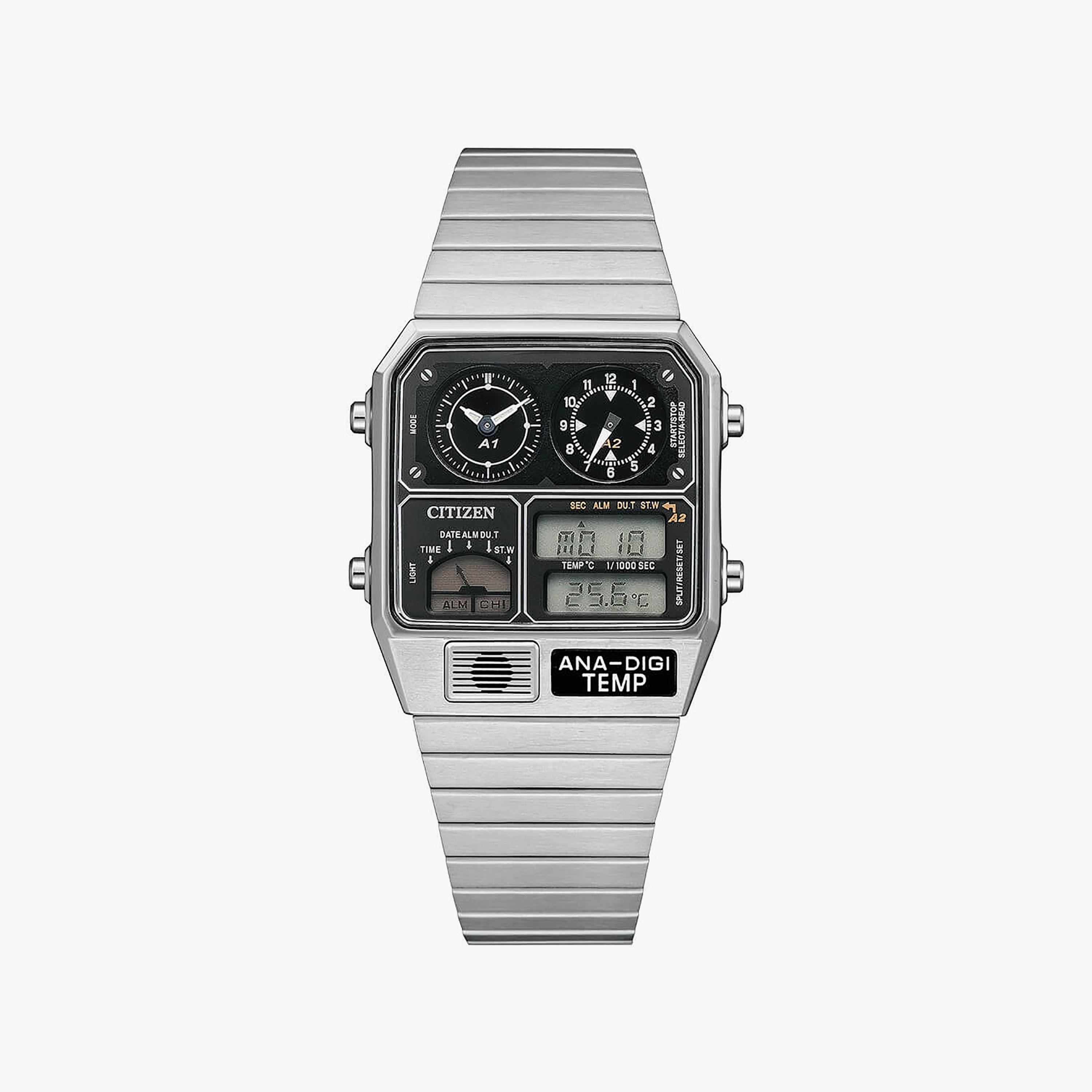 ساعة سيتيزن للرجال ذو 41 ملم بلون فضي رقمي مع انالوج بسوار ستانلس ستيل | JG2101-78E-men-watchesandjewellery-watches-image-1