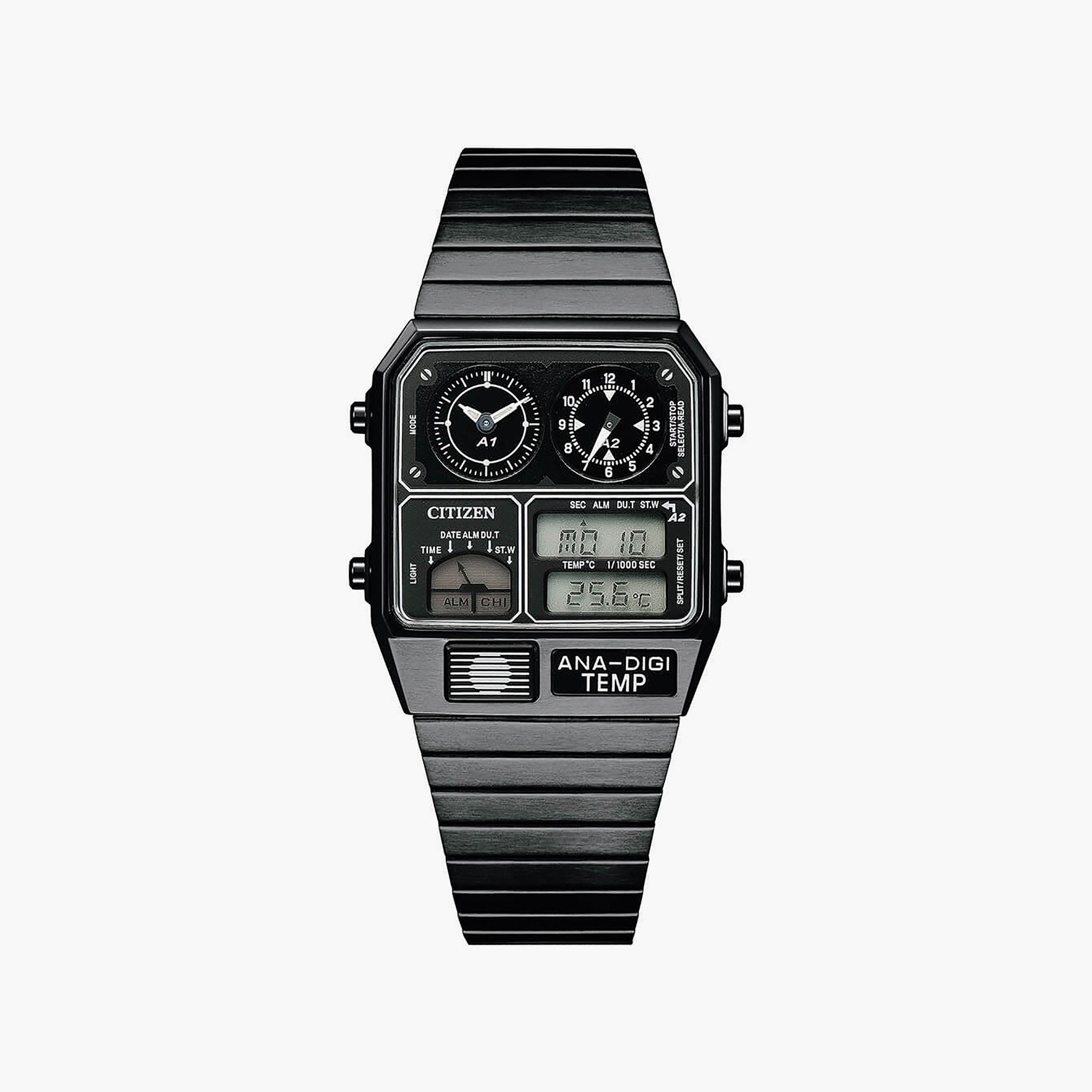 ساعة سيتيزن للرجال ذو 41 ملم بلون اسود رقمي مع انالوج بسوار ستانلس ستيل | JG2105-93E-men-watchesandjewellery-watches-image-1