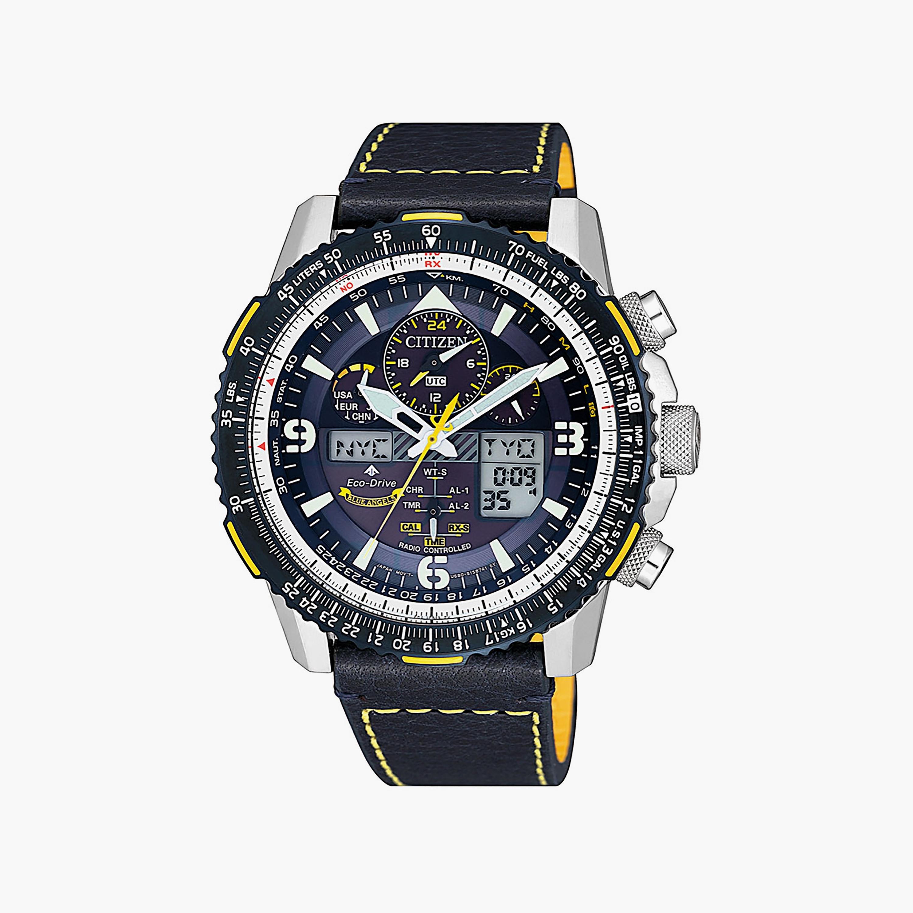 Citizen Promaster Men's 46 MM Blue Analog-Digital Leather Strap Watch | JY8078-01L-men-watchesandjewellery-watches-image-1