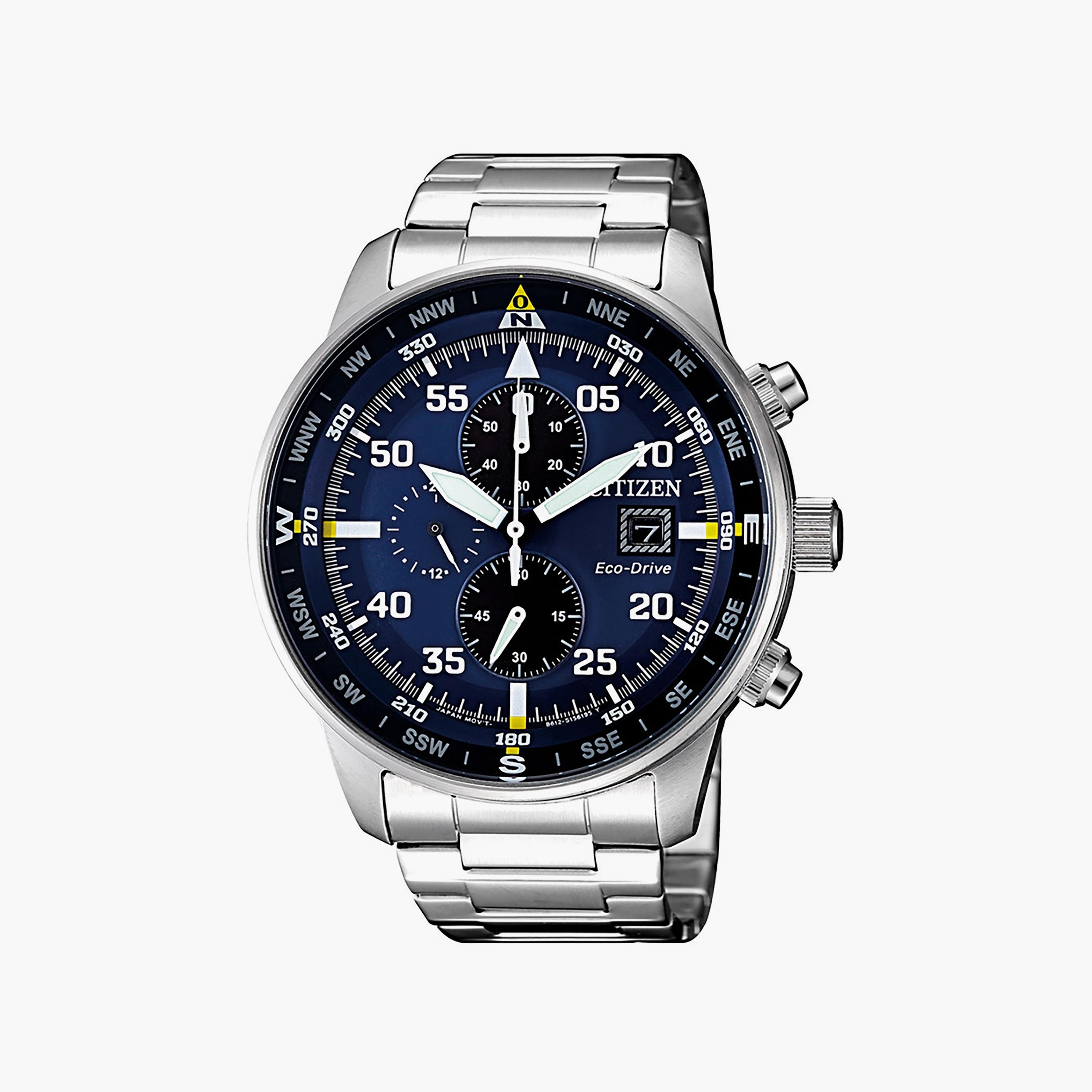Citizen Eco-Drive Men's 44 MM Silver Chronograph Stainless Steel Strap Watch | CA0690-88L-men-watchesandjewellery-watches-image-1