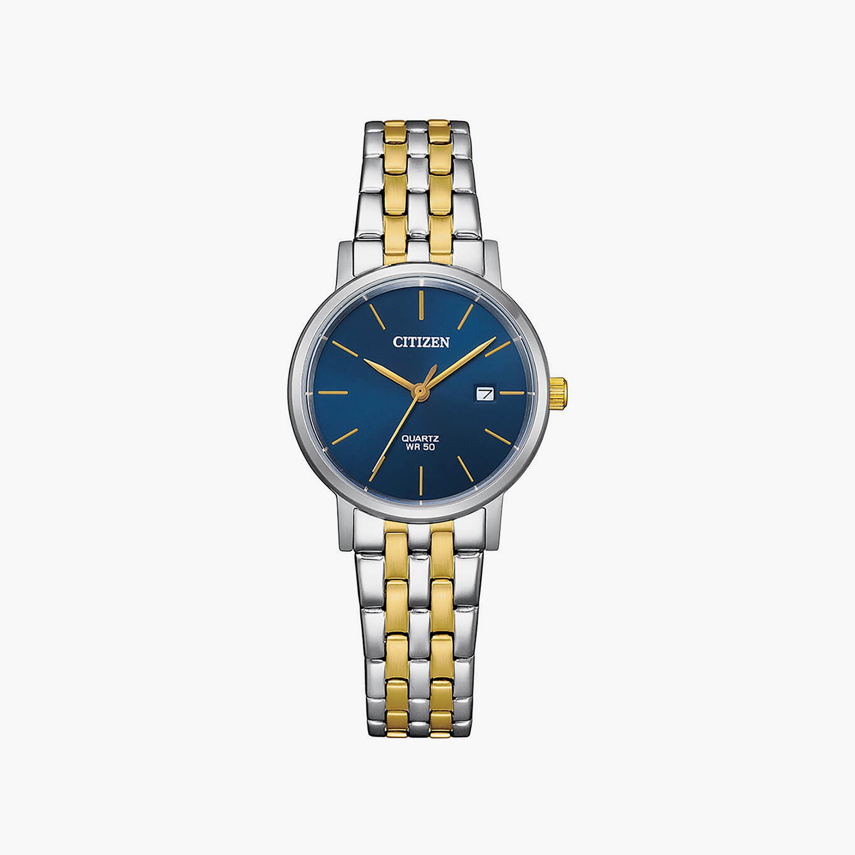 ساعة سيتيزن ذو 28 ملم بلون فضي وذهبي مع انالوج بسوار ستانلس ستيل | EU6096-58L-women-watchesandjewellery-watches-image-1