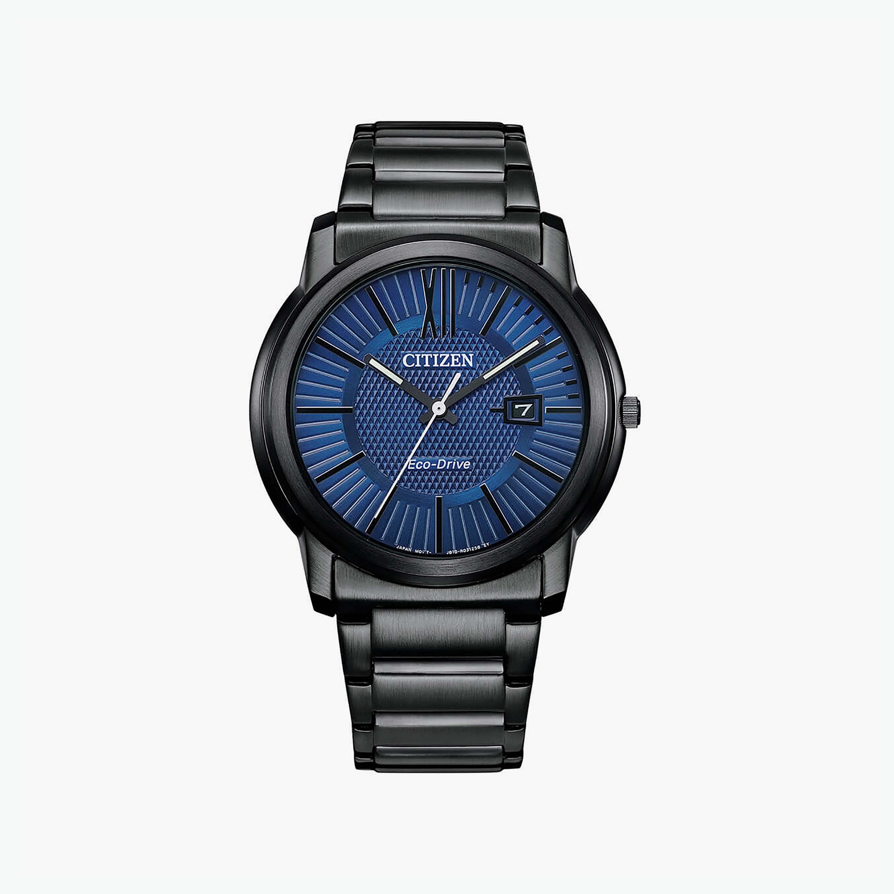 Citizen Eco-Drive Men's 42 MM Black Analog Stainless Steel Strap Watch | AW1217-83L-men-watchesandjewellery-watches-image-1
