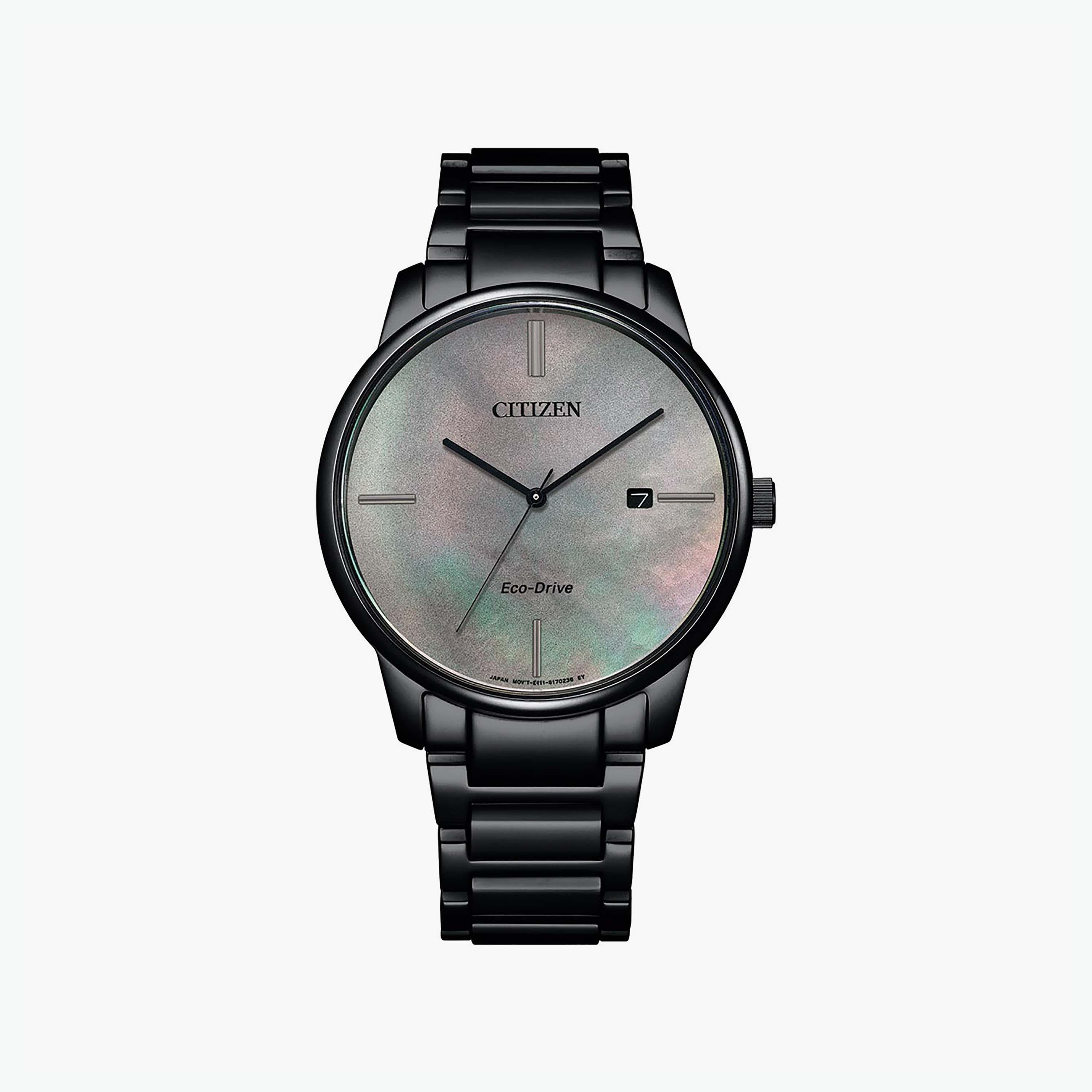 ساعة سيتيزن ايكو درايف ذو 39 ملم بلون اسود مع انالوج بسوار ستانلس ستيل | BM7525-84Y-men-watchesandjewellery-watches-image-1
