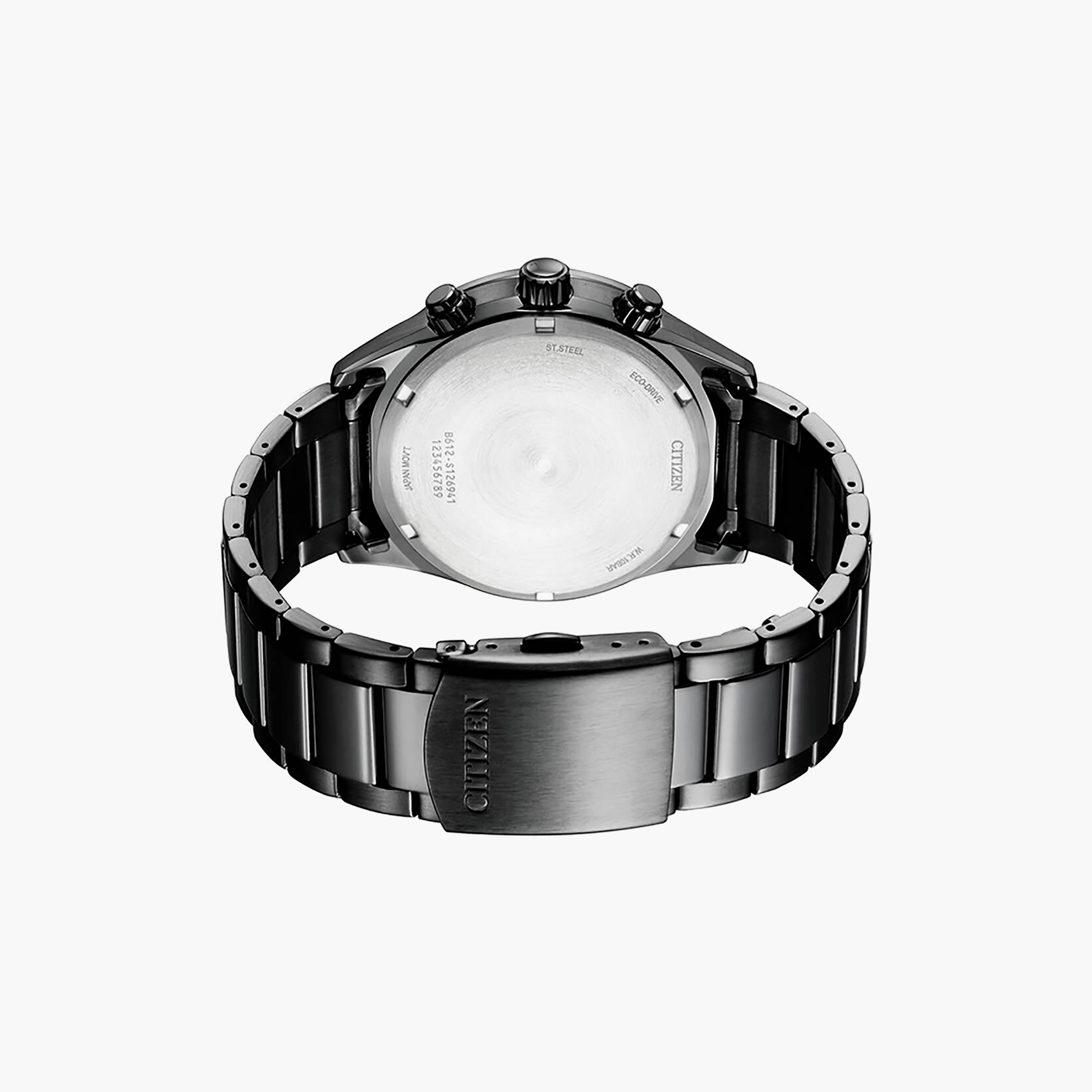 ساعة سيتيزن ايكو درايف للرجال ذو 43 ملم بلون اسود مع كرونوغراف بسوار ستانلس ستيل | CA0775-87X-men-watchesandjewellery-watches-image-3