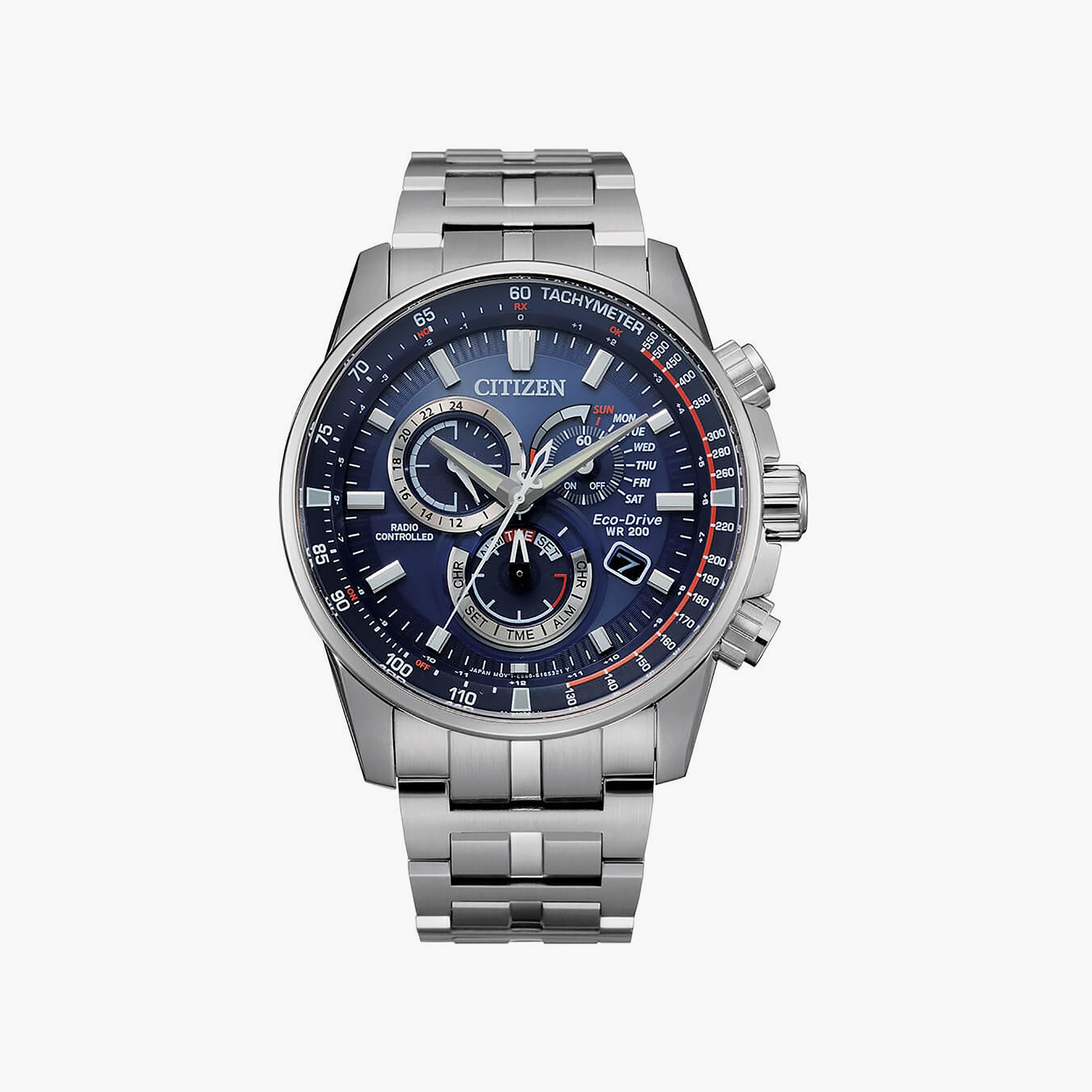Citizen Eco-Drive Men's 43 MM Silver Chronograph Stainless Steel Strap Watch | CB5880-54L-men-watchesandjewellery-watches-image-1