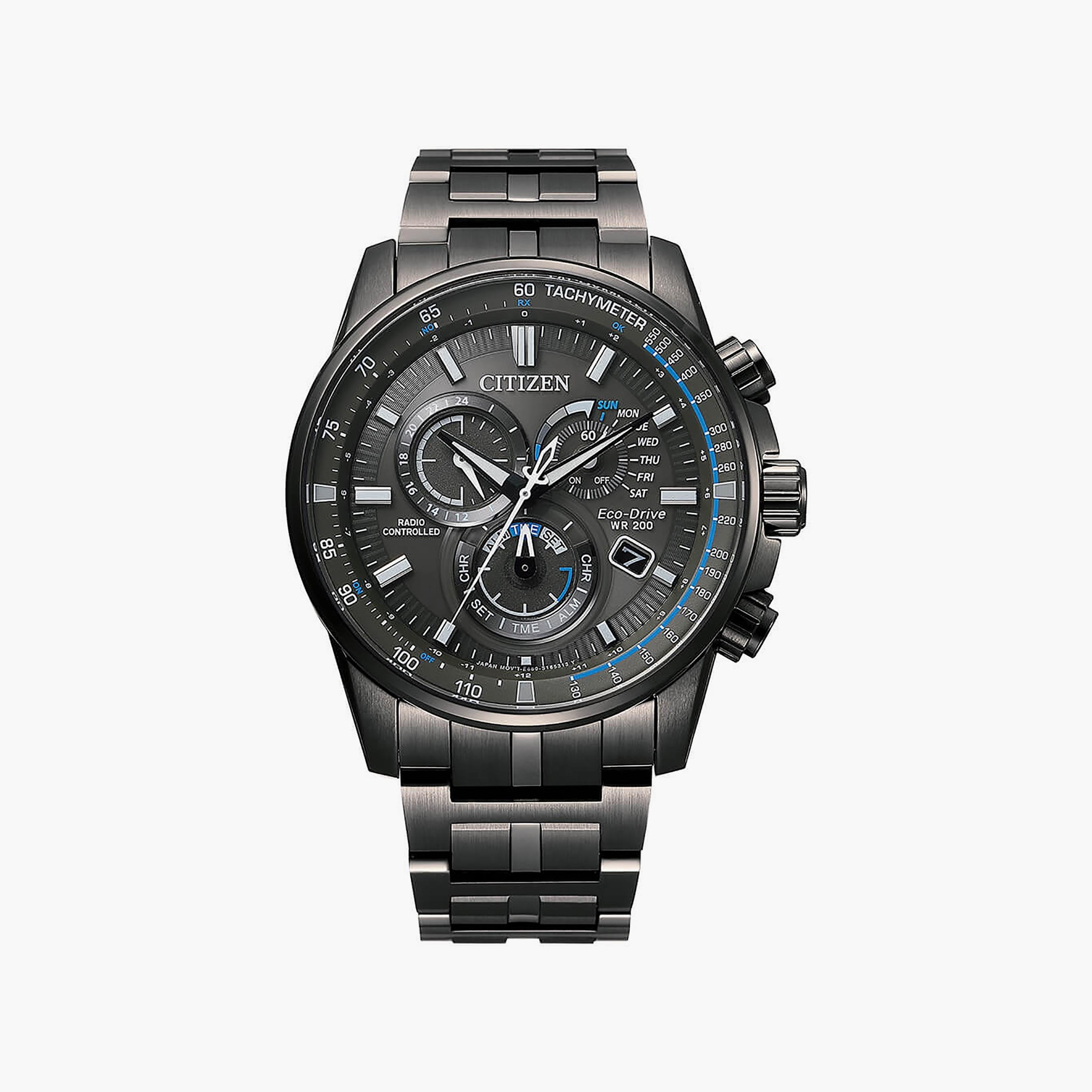 Citizen Eco-Drive Men's 43 MM Grey Chronograph Stainless Steel Strap Watch | CB5887-55H-men-watchesandjewellery-watches-image-1