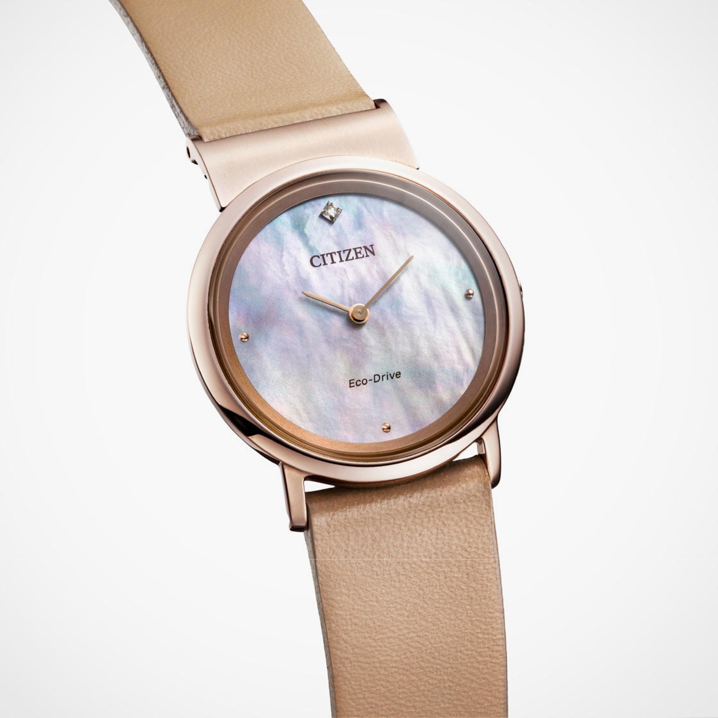 Citizen 31 MM Beige Analog Synthetic Leather Strap Watch | EG7073-16Y-women-watchesandjewellery-watches-image-2